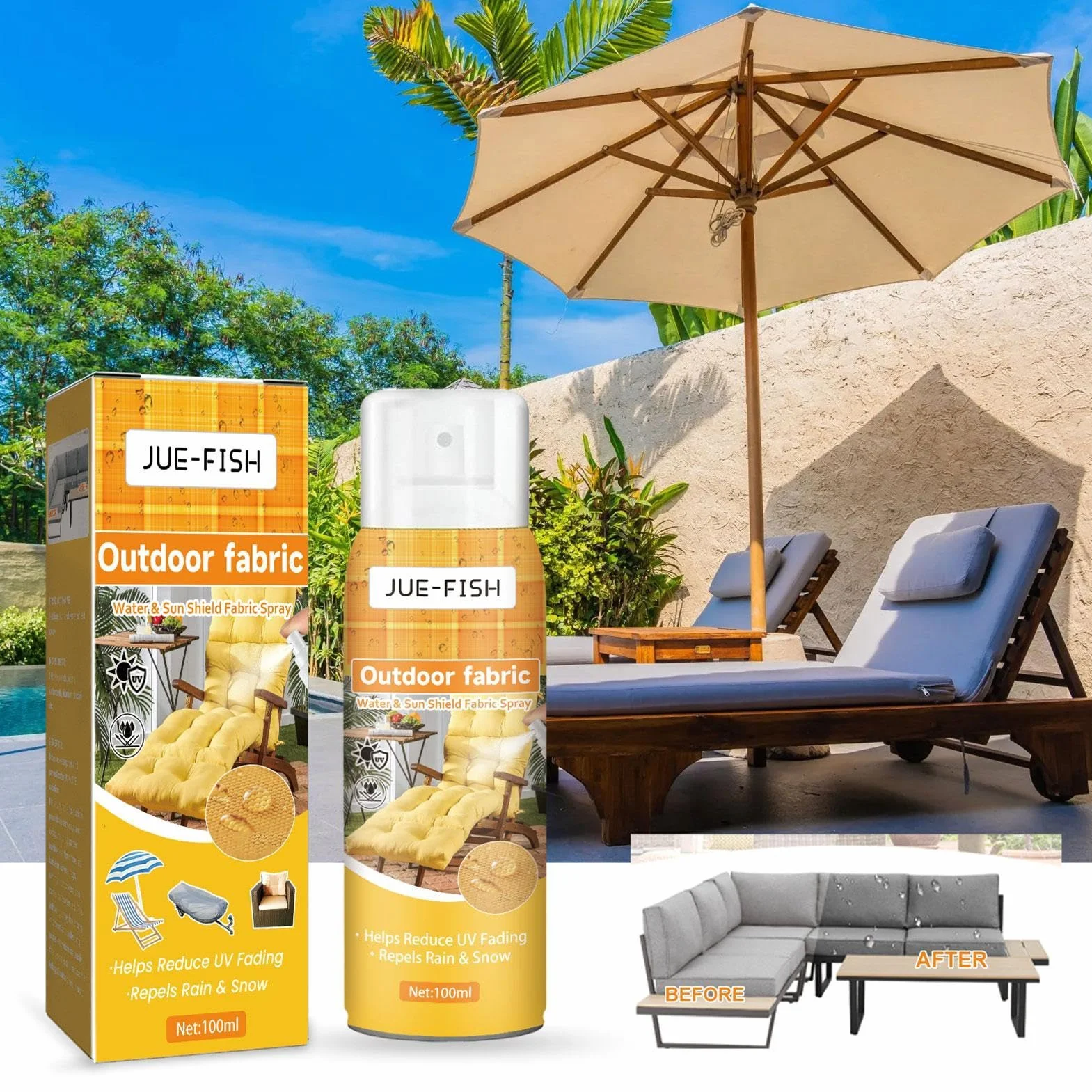 EviKoo Protector de muebles para tapicería 100 ml protección UV spray de tela para exteriores