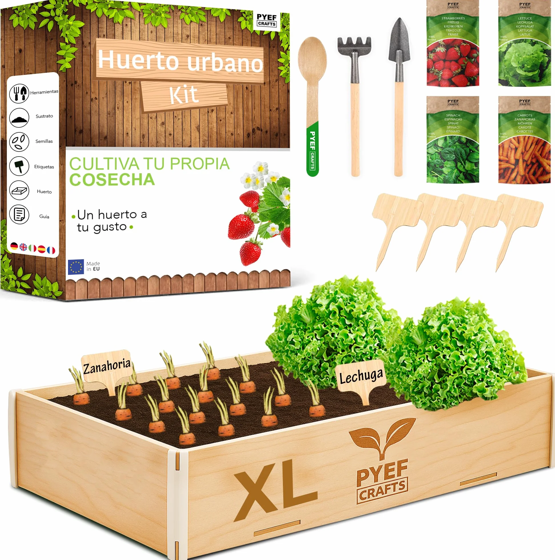 Kit Cultivo XL Huerto Urbano Huerta en Terraza Ecológico con 4 Tipos de Semillas