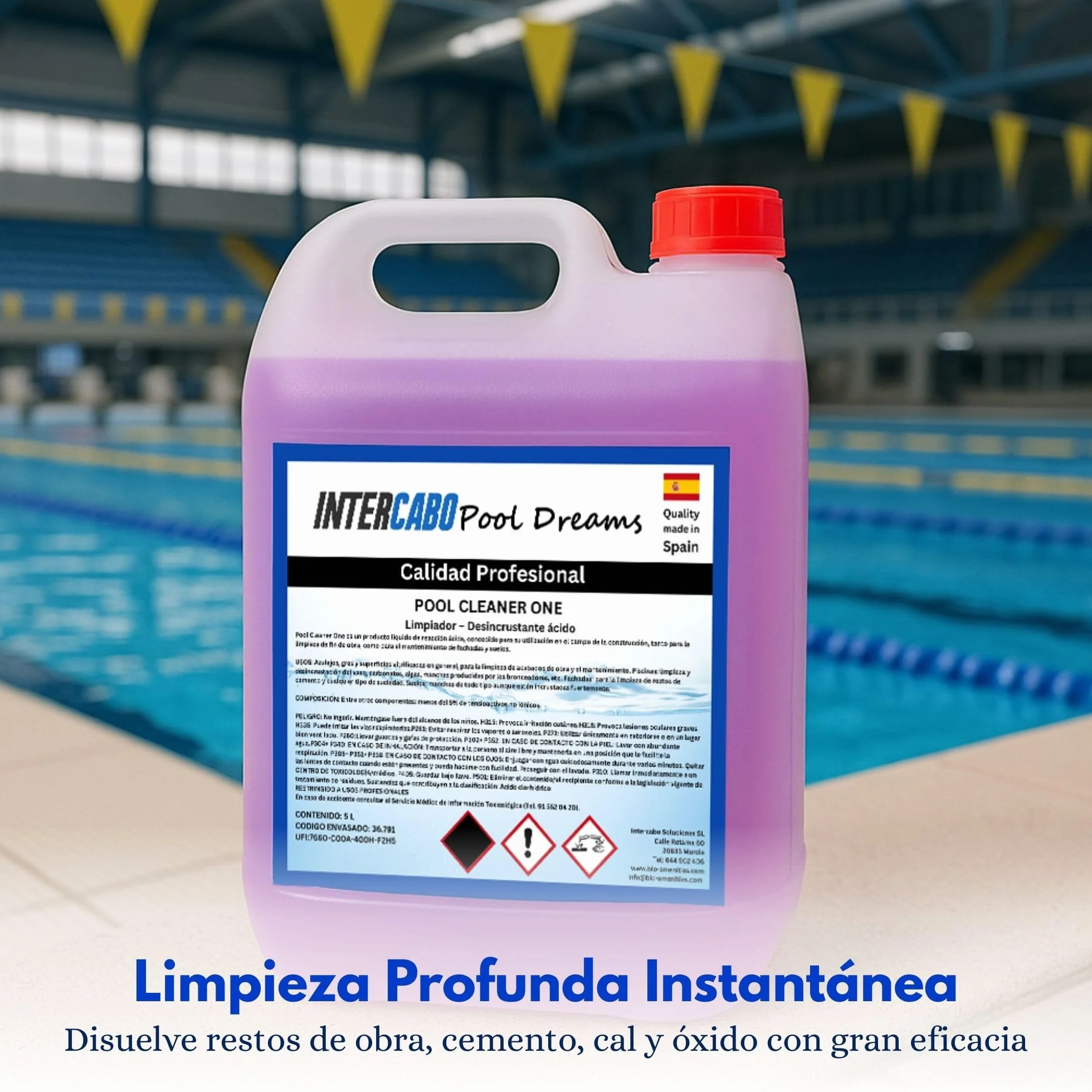Limpiador Ácido Desincrustante Piscinas 5L – Quitacementos, Elimina Carbonatos y Grasas