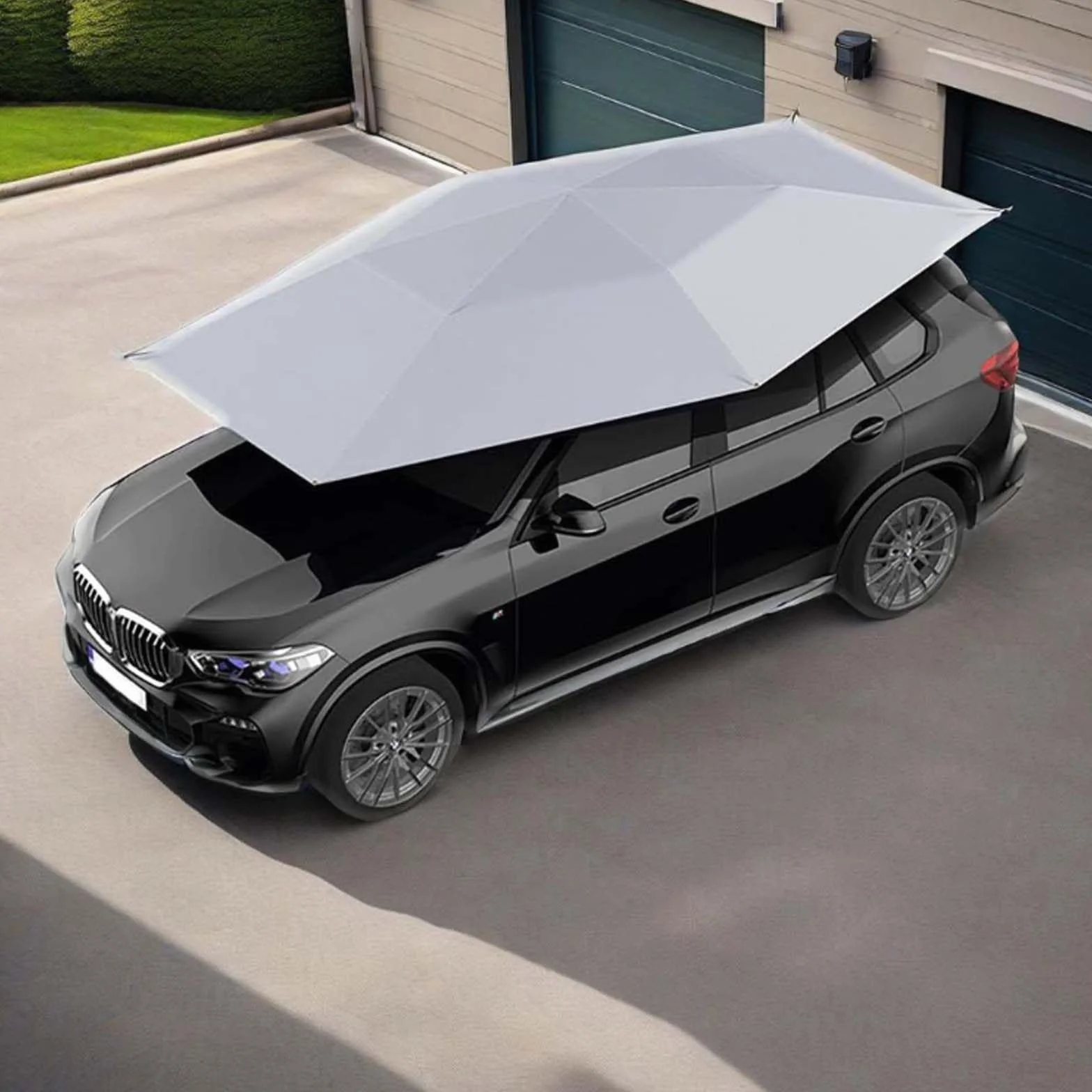 Cochera Móvil con Carpa para Coche, Toldo Plegable Portátil para Exteriores, Protección UV y Resistente al Viento, Tela Oxford Gris 4.8M