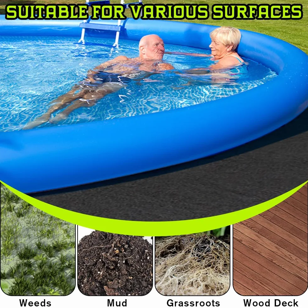Base de Piscina Antideslizante Redonda Impermeable 370 cm Alfombra Suelo Plegable