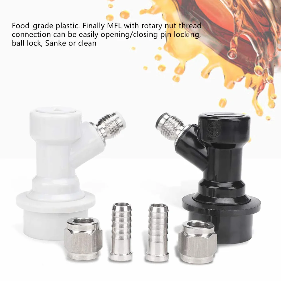 Fditt 4 Piezas de Accesorios de Barril de Bloqueo de Bola roscada con Abrazaderas de Manguera Conector de plástico con Abrazadera de Adaptador
