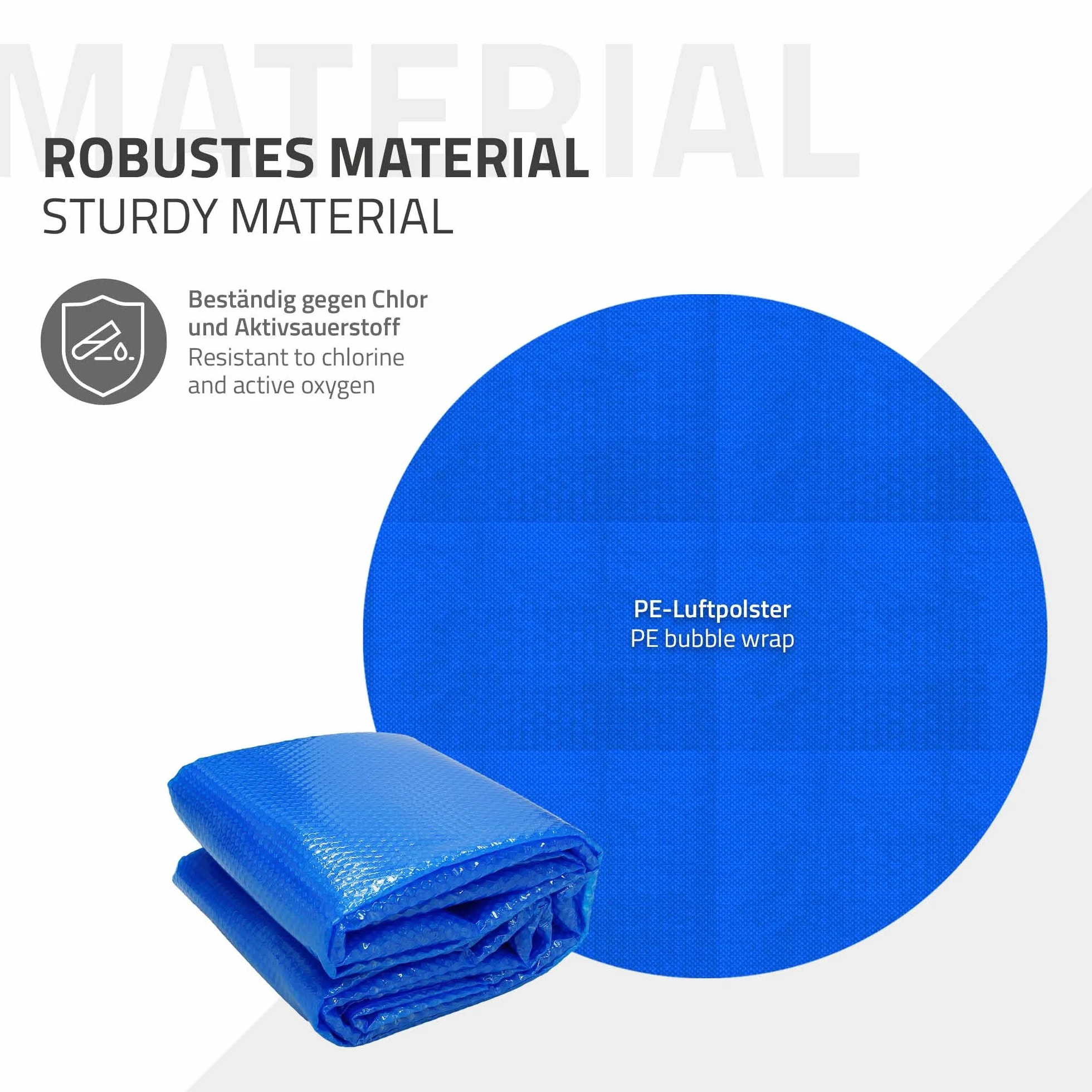 ECD Germany Cubierta Solar para Piscina Redonda Ø 366 cm, Azul, Lona Térmica de Burbujas, 400 µm