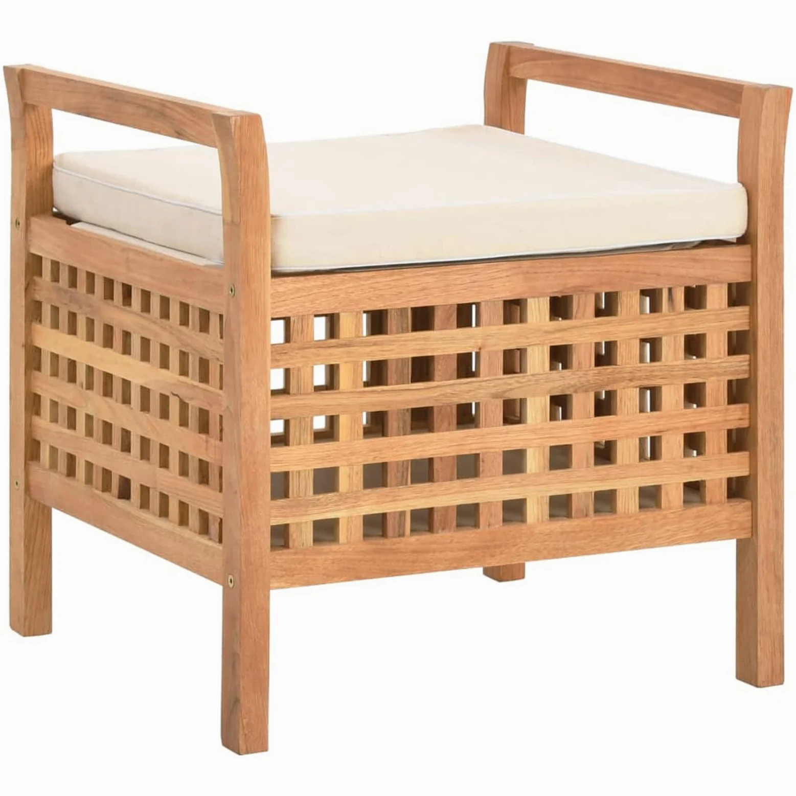 Fasba Banco de Almacenamiento de Madera con Cojín - Natural | para Pasillo, Dormitorio y Baño | Robusto y de Gran Capacidad