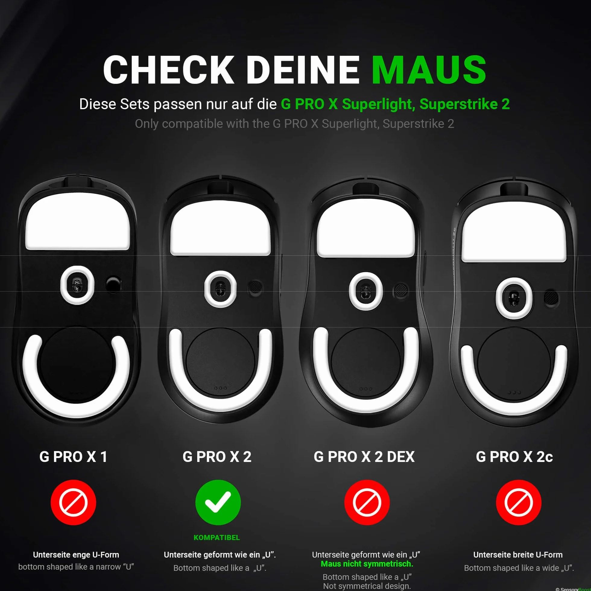 SensoryBoost HPS Glides PTFE Mouse Skates compatibles con Logitech G Pro X Superlight 2