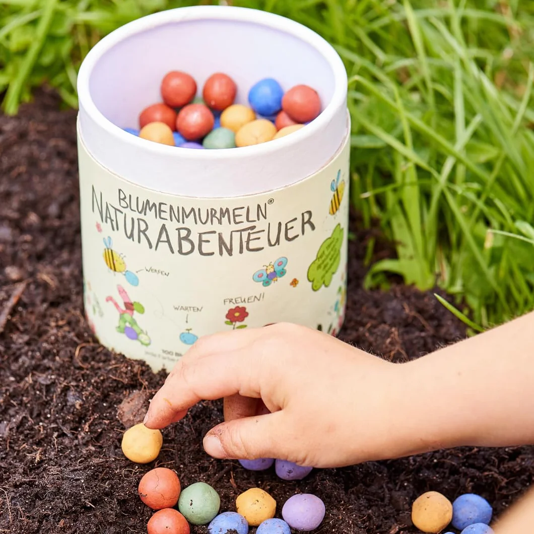 Canicas de flores de colores Mi aventura en la naturaleza enrolladas a mano ecológicas duraderas 2 años regalo niños
