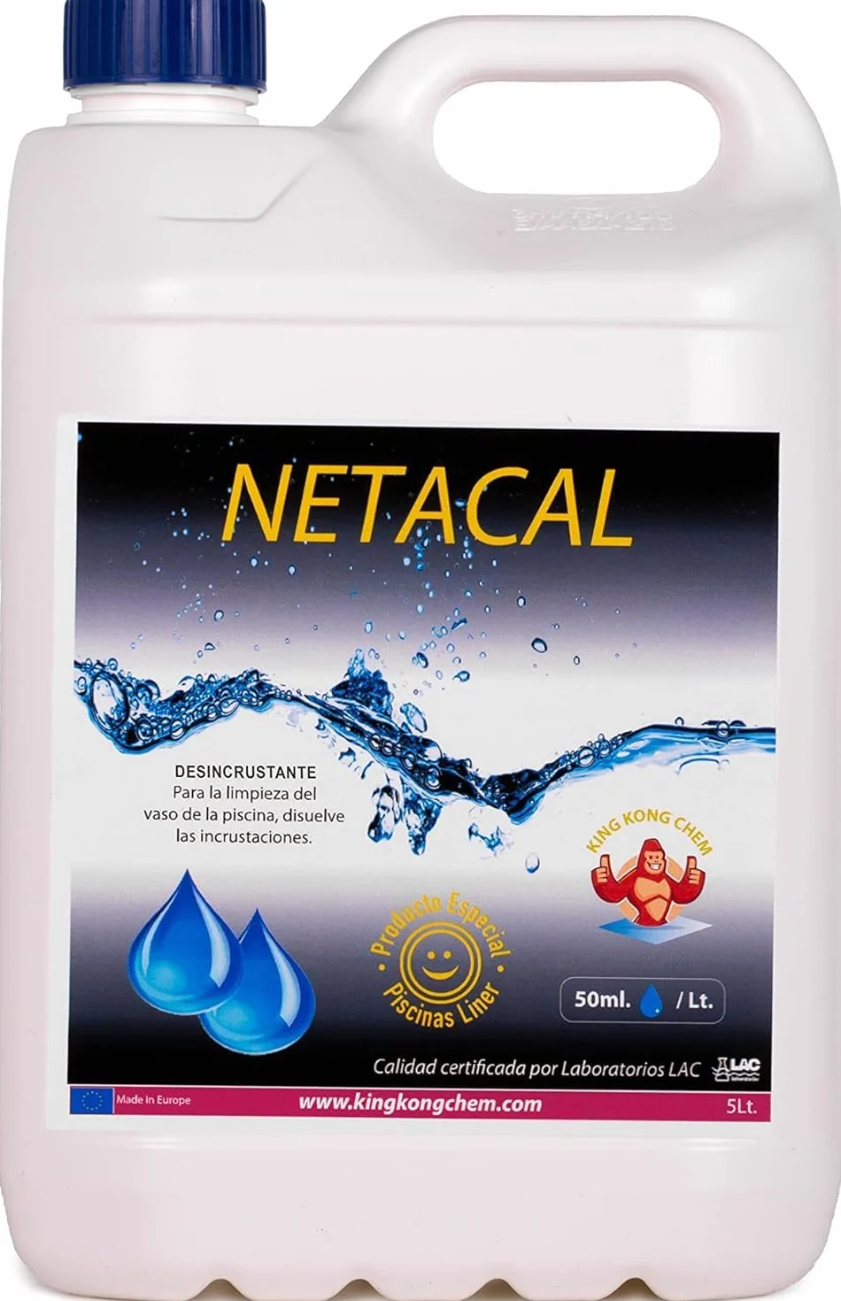 NETACAL Detergente Desincrustante Piscina 5 litros - Especial Piscinas Liner