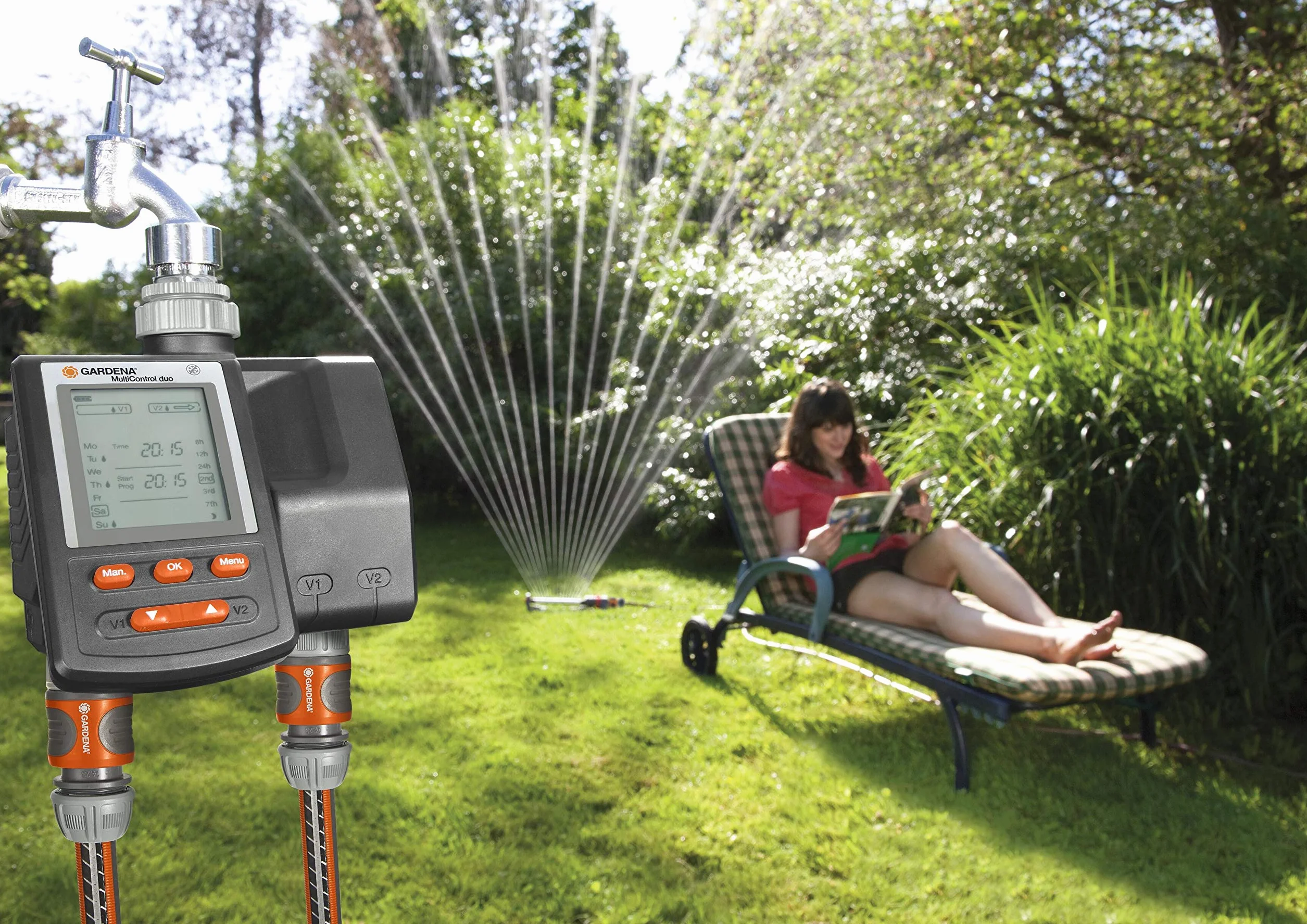 Gardena MultiControl duo Programador de riego automático LCD 1874-20