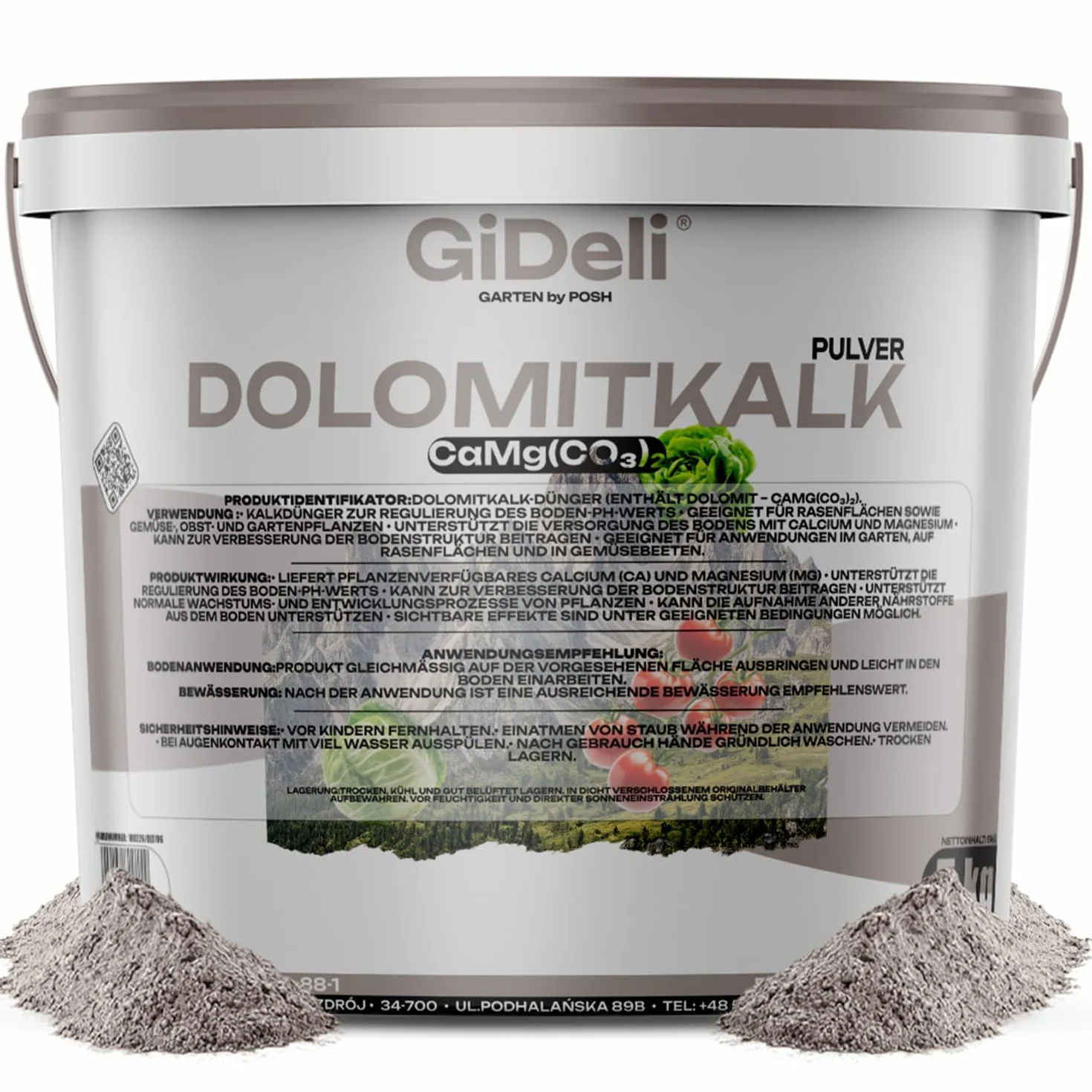 GiDeli Cal Dolomítica 5 kg - Corrector pH Suelo Antimusgo - Cal para Césped y Huerto