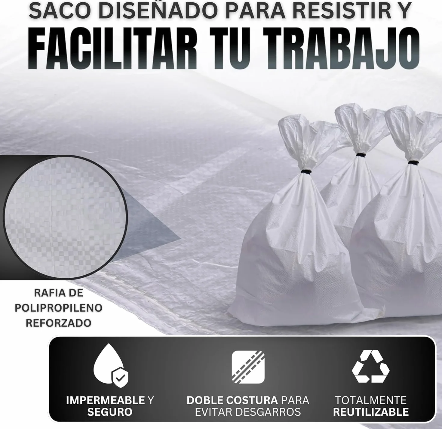Sacos Para Escombros 50x90cm Resistentes 55kg Pack 20