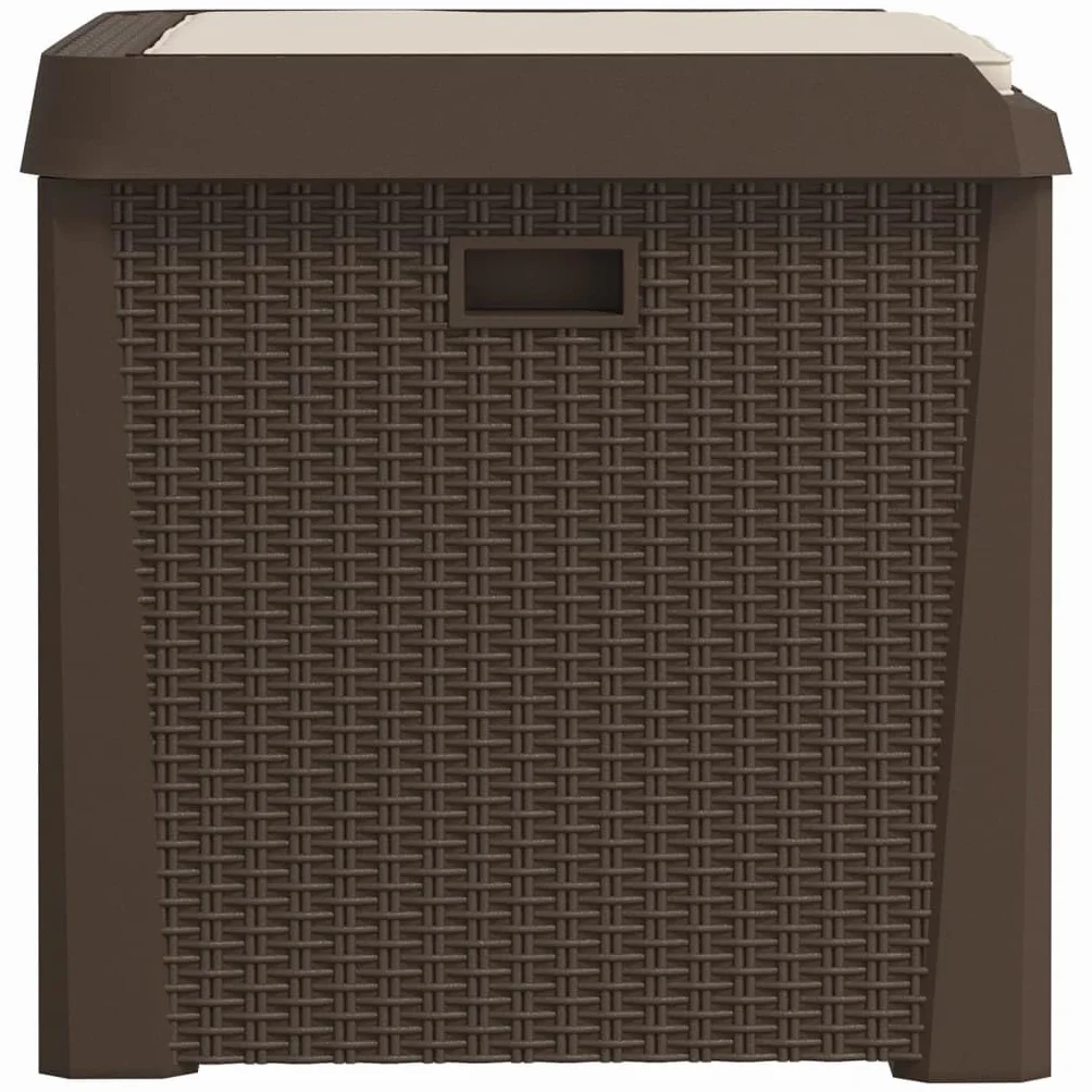 vidaXL Caja Almacenaje Jardín Cojín Asiento Cerradura Exterior Baúl Patio PP Marrón 125 L