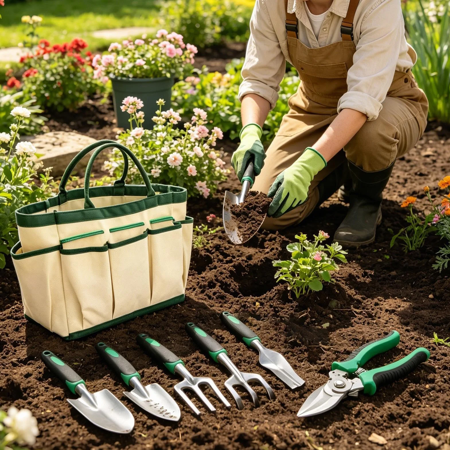 Set de Herramientas de Jardinería 11 Piezas para Excavar y Plantar en | Herramientas de Jardín Resistentes Para Mujeres Hombres Mamá Papá Jardineros