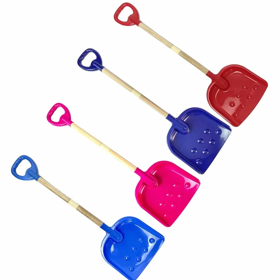 Pala de nieve para niños, pala de mango de madera, herramienta de longitud ajustable, equipo de invierno para niños, pala de plástico ligera, equipo de juego al aire libre, excavación de