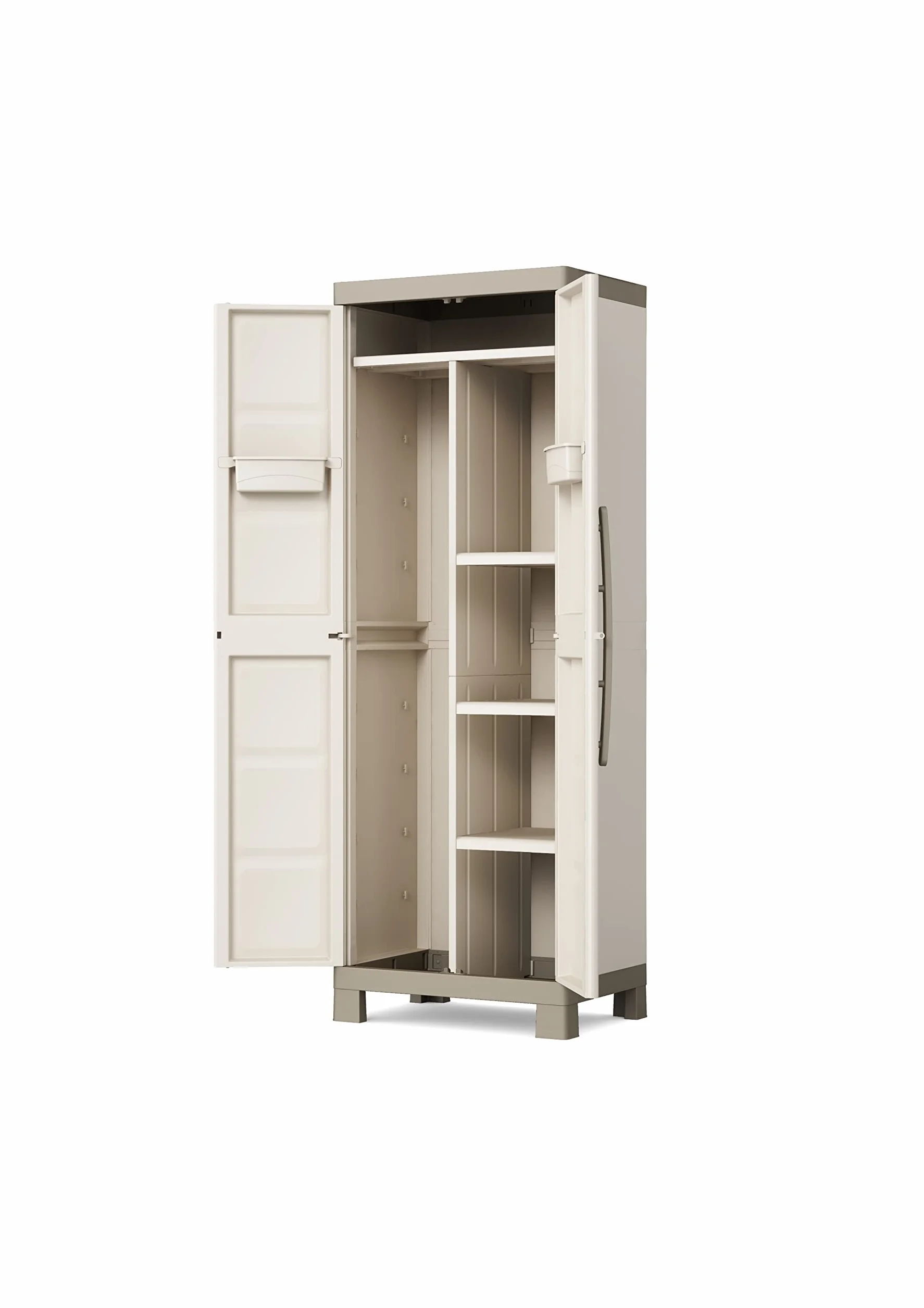 Keter Armario Escobero Excellence 182x65x45 cm Resina 2 Puertas 4 Baldas Arena/Gris