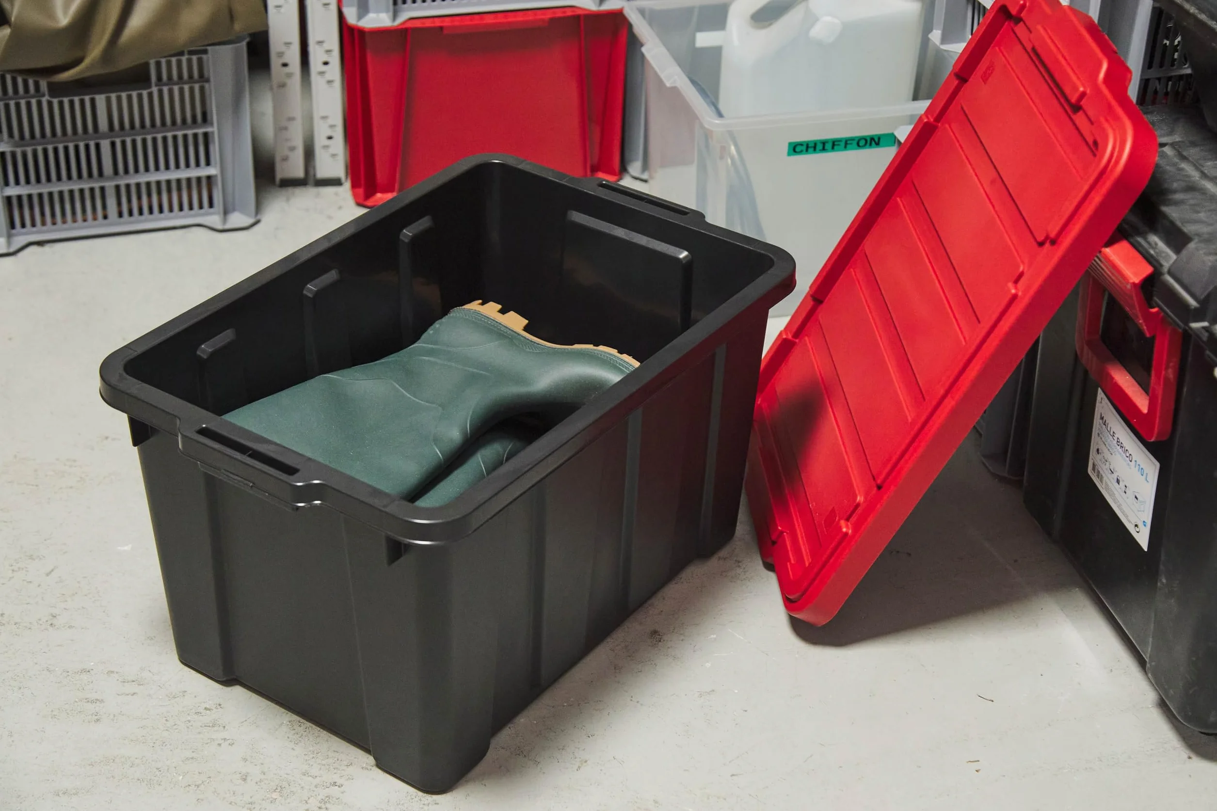 Iris Ohyama Cajas de Organización 50L Rojo Apilable Plástico DDSKT-450