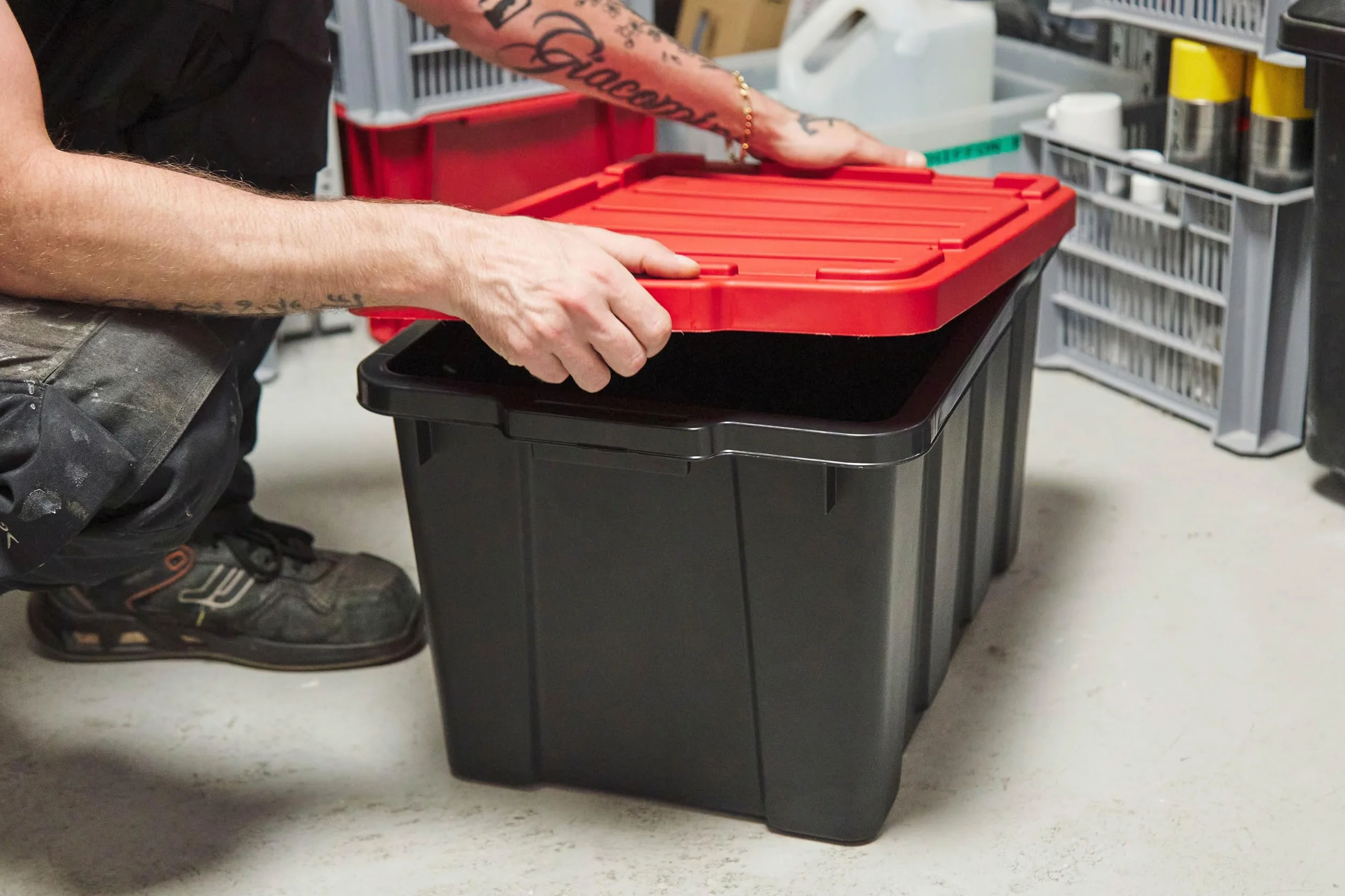 Iris Ohyama Cajas de Organización 50L Rojo Apilable Plástico DDSKT-450