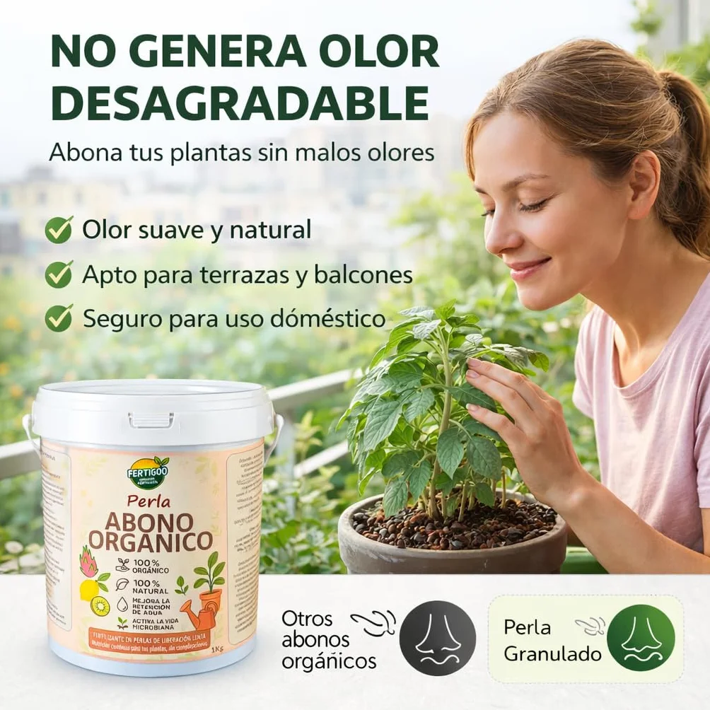 Fertigoo® Abono Orgánico 1kg Gránulos Liberación Lenta para Plantas Frutales y Huerto