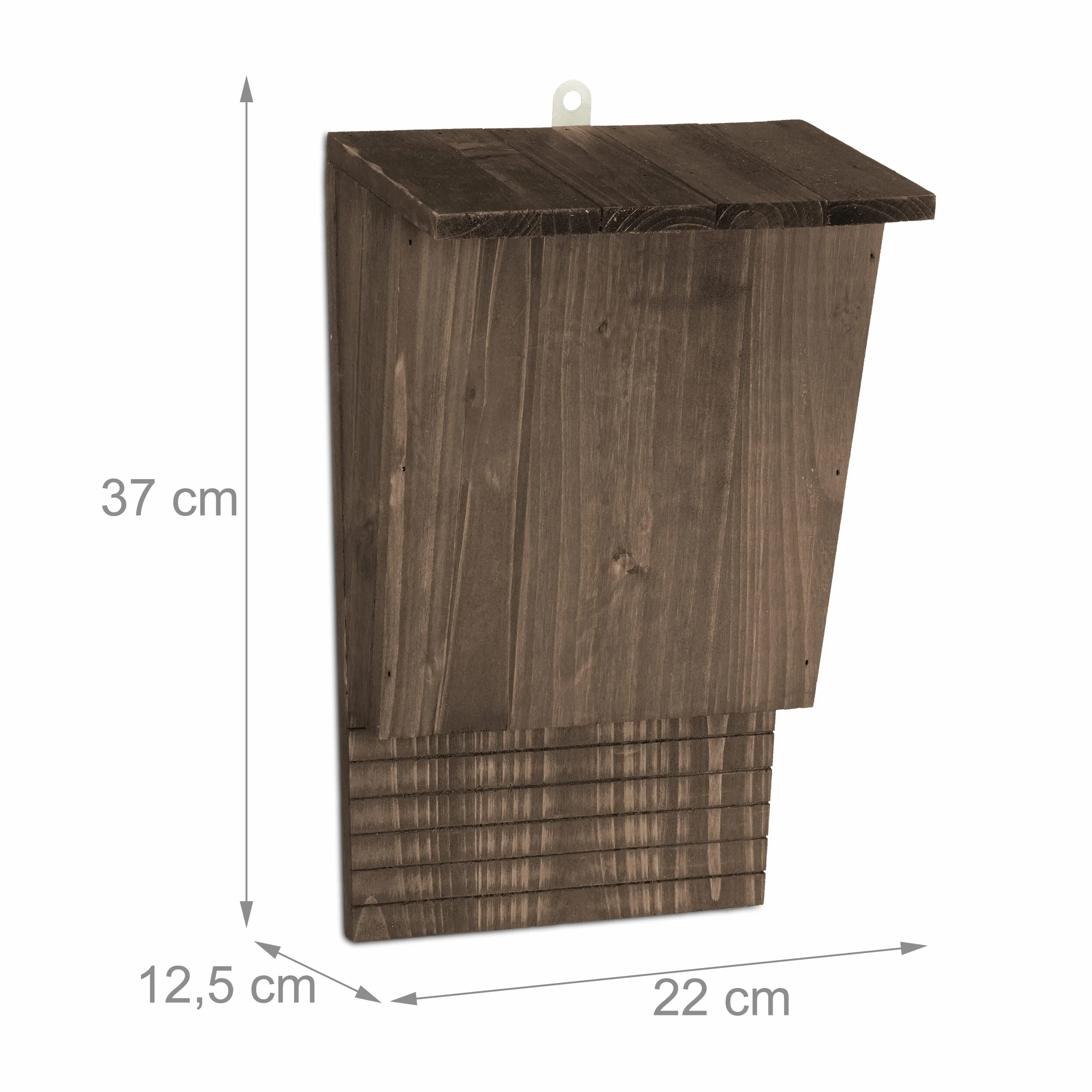 Relaxdays Casa para Murciélagos, Refugio Grande, Madera, 37x22x12,5 cm, Caseta con Entrada Estrecha, Inclinada, Marrón