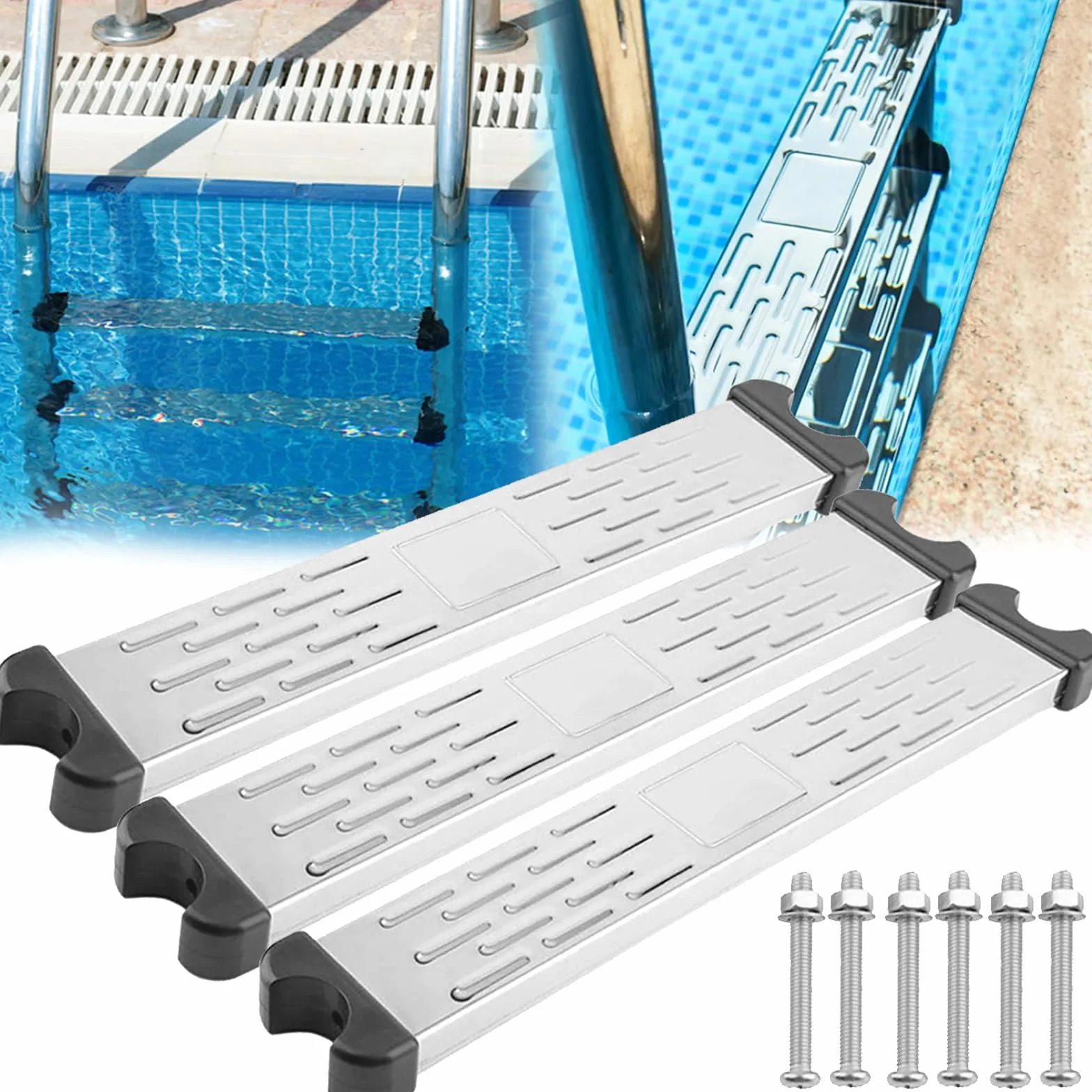 Peldaños para Escalera Piscina, 3 Piezas Peldaño Piscina Antideslizante Escalera Repuesto Acero Inoxidable General Escalera Piscina Accesorios Antideslizantes Piezas Escalera Piscina Pedal Escalera