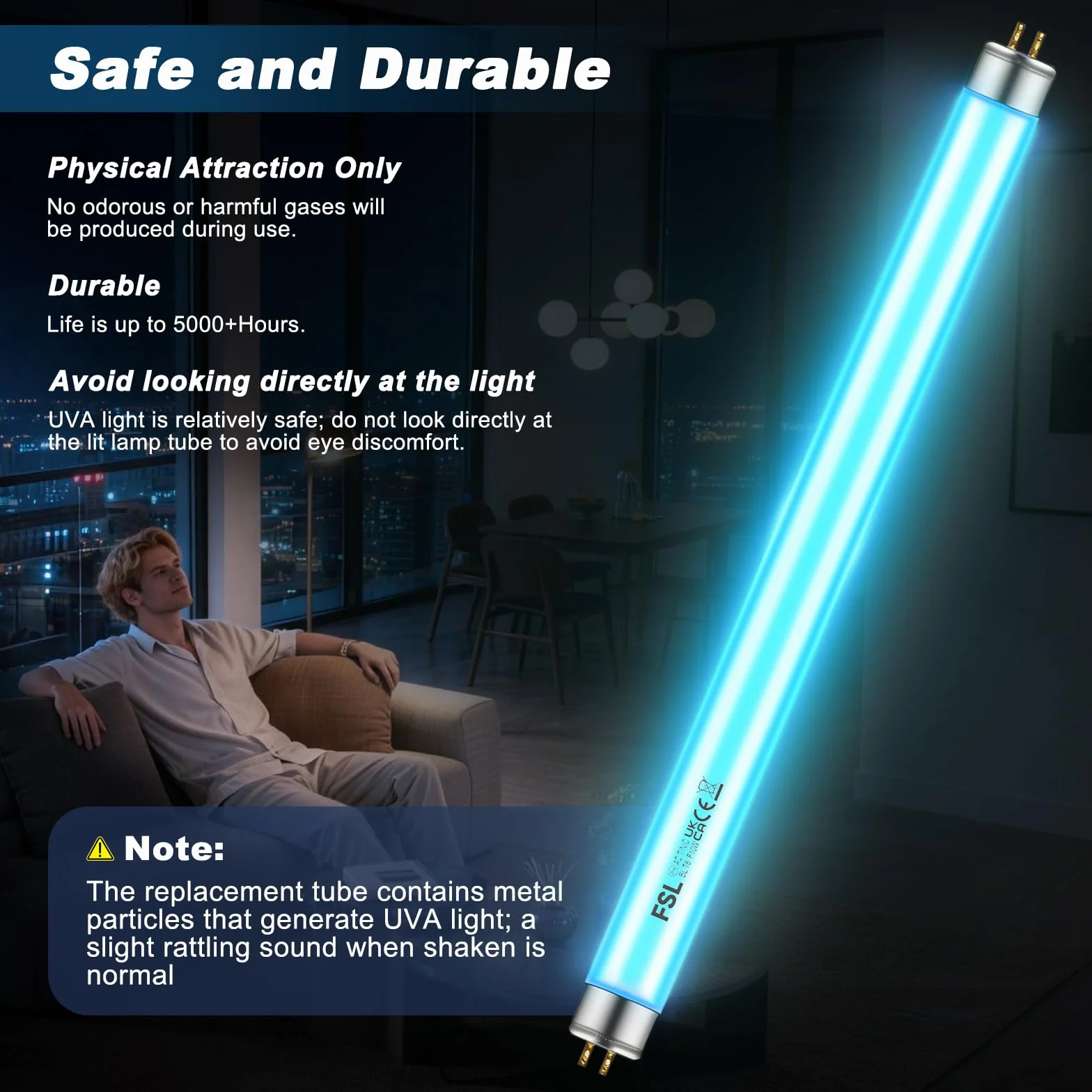 Tubos UV 365 nm 34,5 cm Repuesto para Lámpara Antimosquitos 20W Paquete 2 Unidades