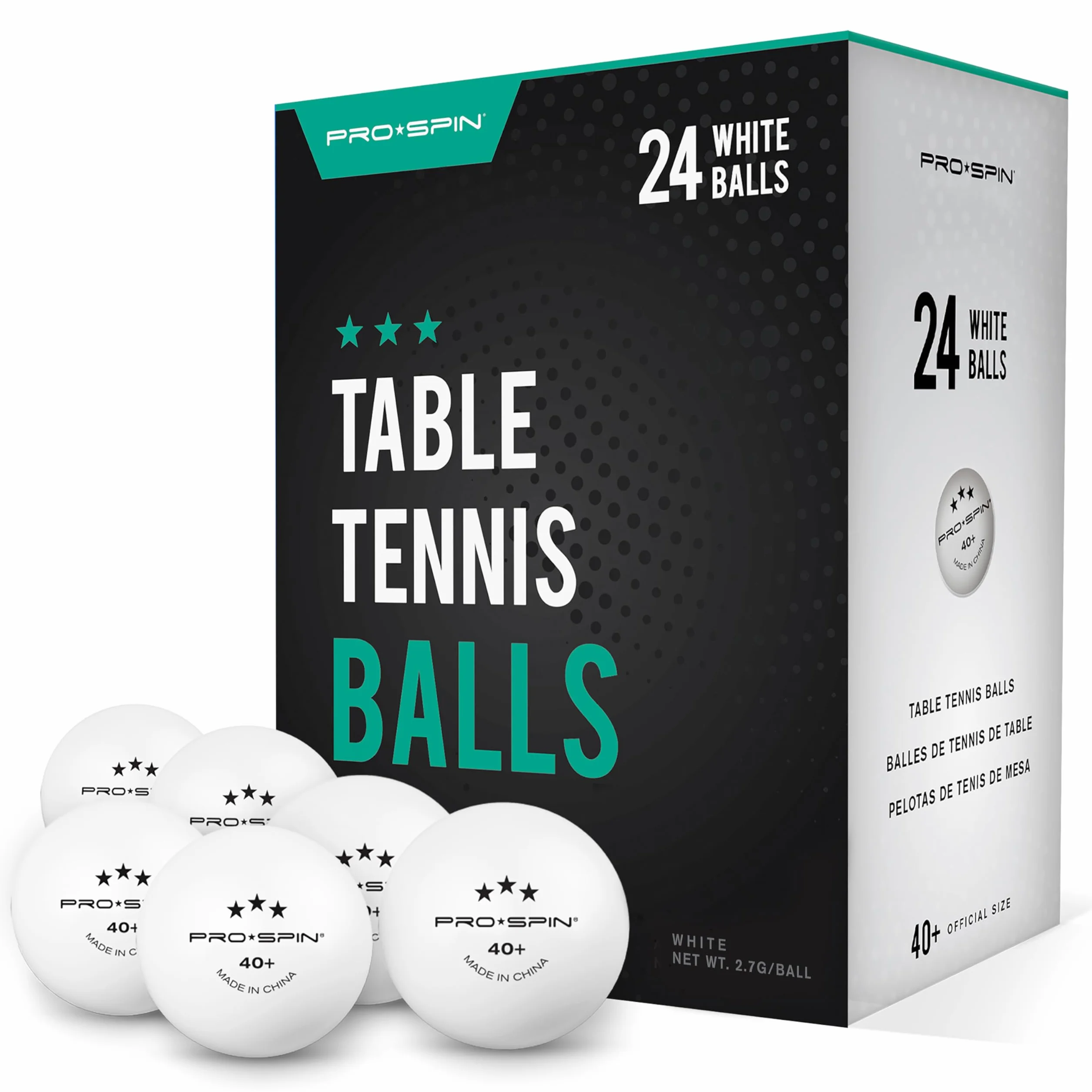 PRO-SPIN Pelotas de Ping Pong 3 Estrellas ITTF ABS 40+ Alto Rendimiento Tenis de Mesa Profesional