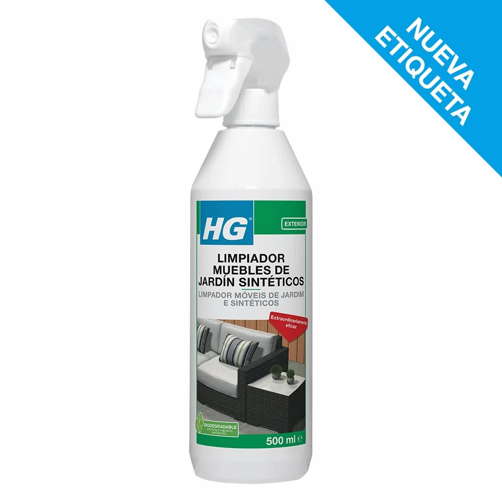HG Limpiador Muebles de Jardín Sintéticos, Spray Limpiador Exteriores, Quita Manchas, 500ml