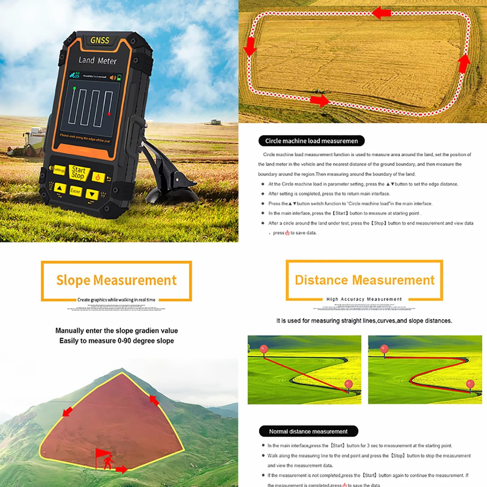 Medidor Terrestre GPS Equipo Topográfico con Pantalla LCD 2,8'' Chip Receptor GNSS Recargable
