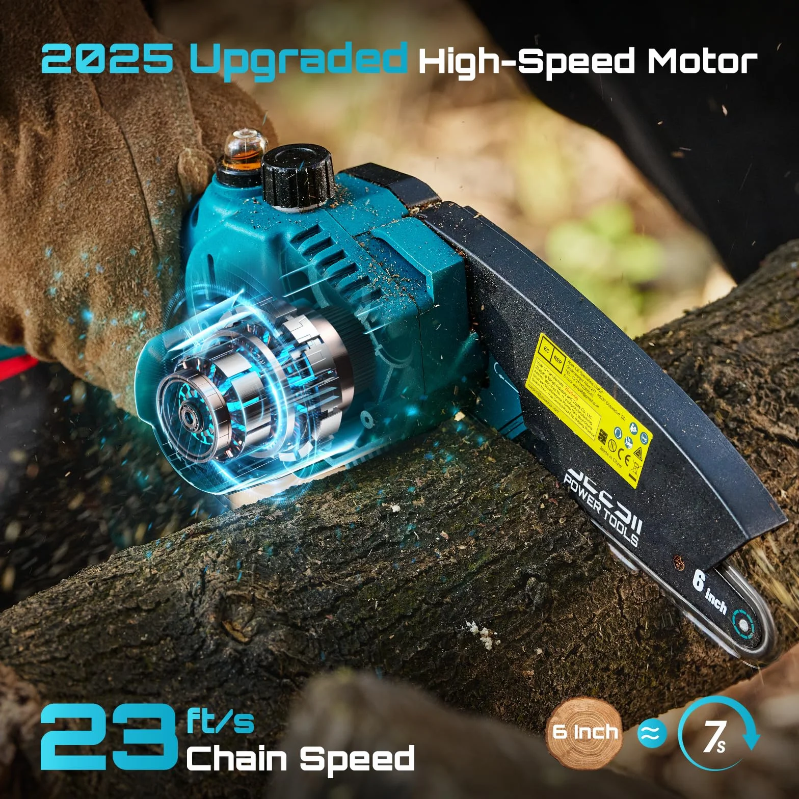 SEESII 6'' Motosierra Eléctrica Bateria 8000mAh Inalámbrica Portátil