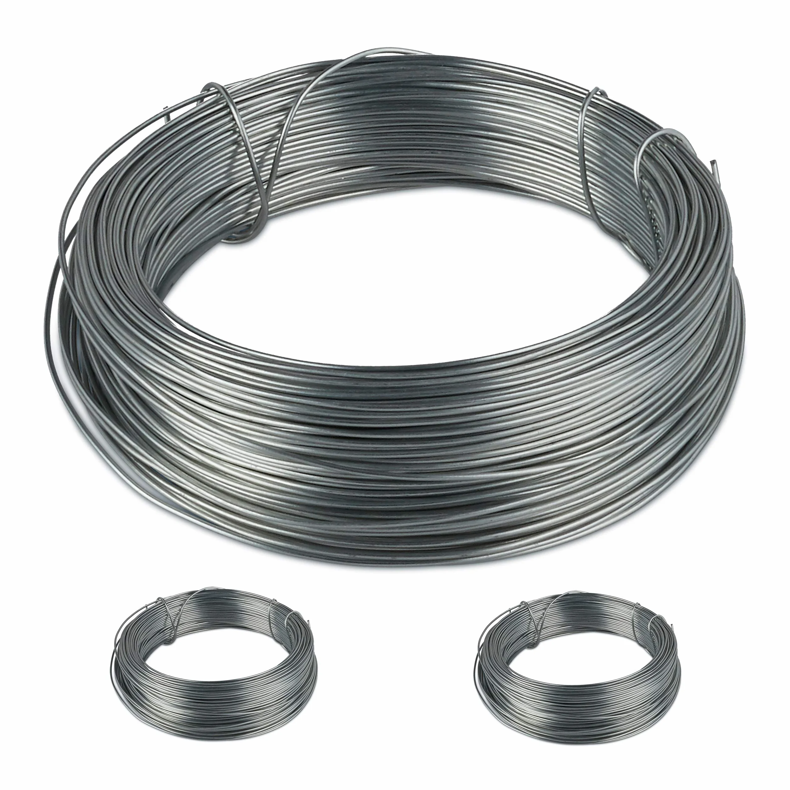 Relaxdays Set de 24 Rollos de Alambre para jardín, Inoxidable, Acero galvanizado, Fino, Manualidades, 50 m, 1 mm, Plateado