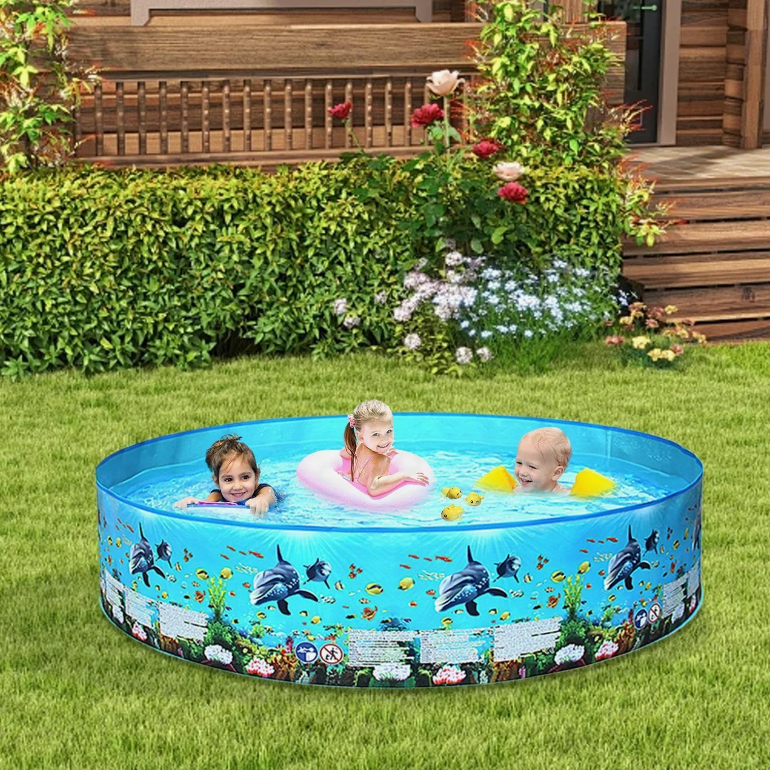 Piscina Plegable para Toda La Familia Bañera De Natación Al Aire Libre No | Piscina De Chapoteo Con Agua para Jardín Patio Césped Exterior en Verano con Mascotas Niños y Adultos