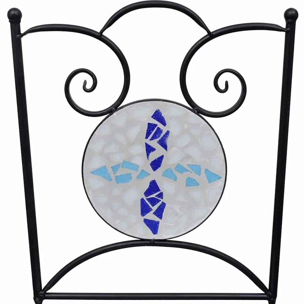 vidaXL Set Mesa Mosaico 60 cm y 2 sillas Azul Blanco