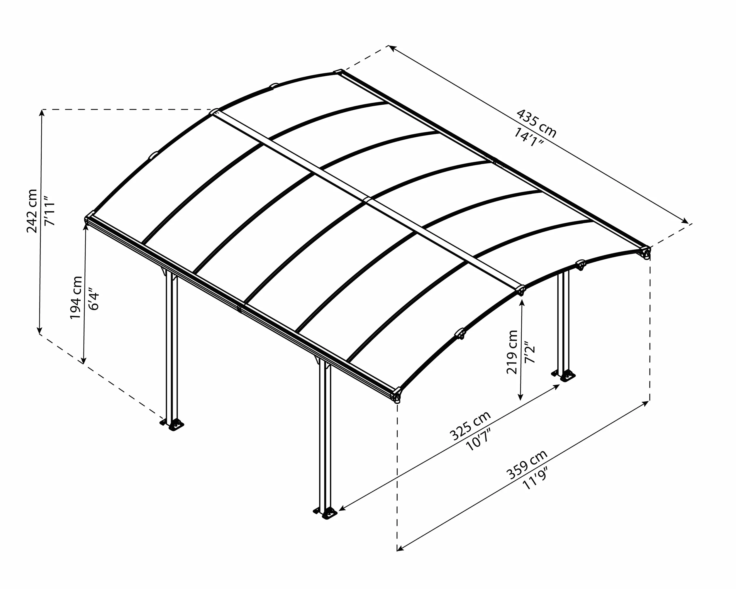 CANOPIA by Palram Carport de Aluminio Arcadia 359x435 Gris