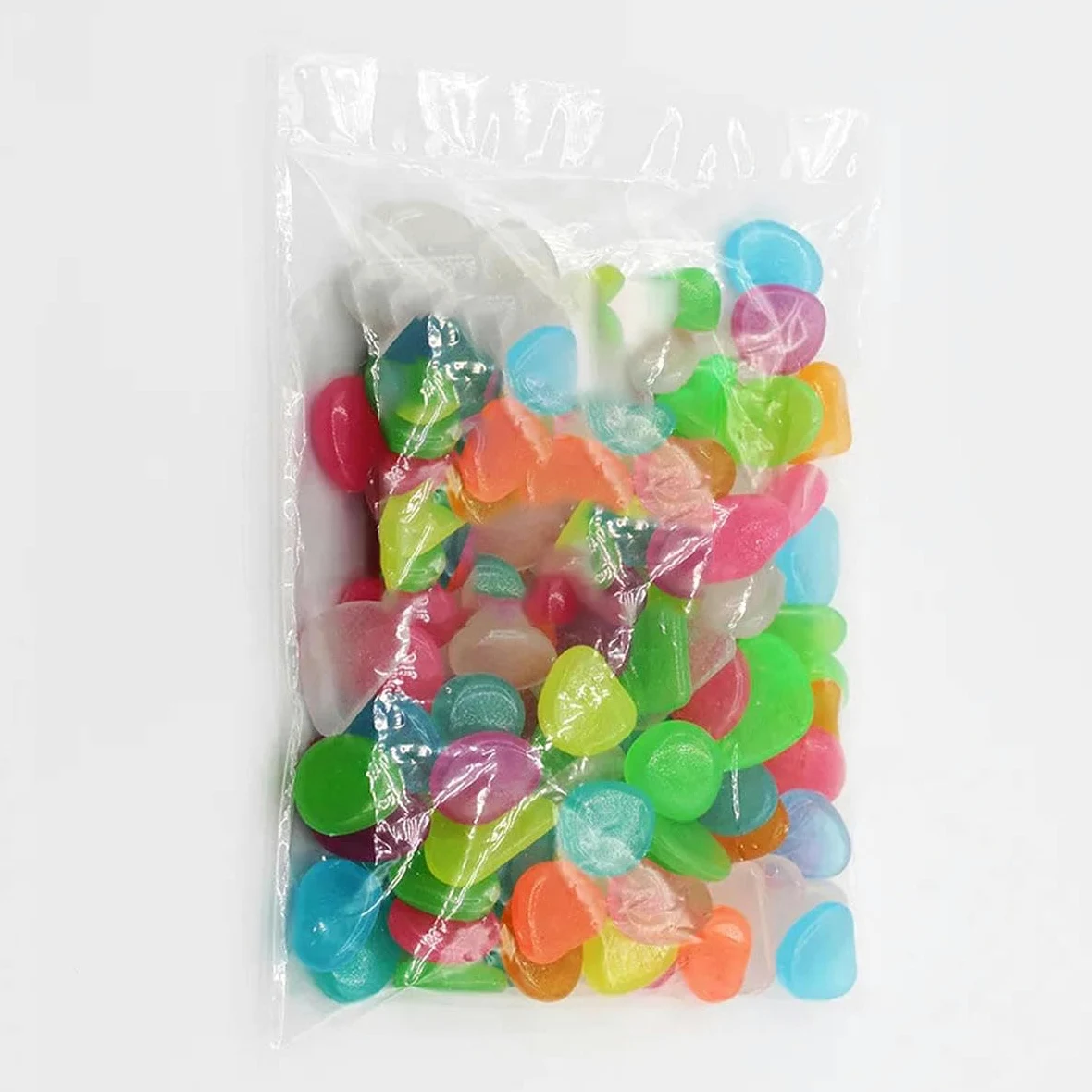 Piedras luminosas para jardín que brillan en la oscuridad, guijarros para peces al aire libre, rocas de guijarros para acuario, mezcla de colores, 400 piezas, rosa pálido