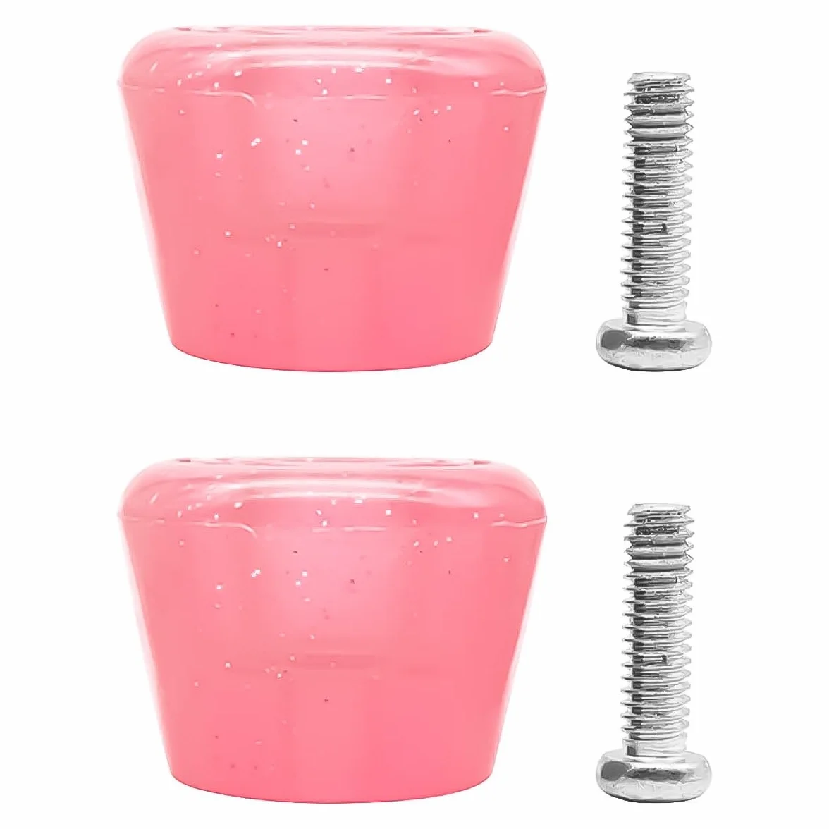 Topes para patines de goma PU universales con tornillos rosa transparente Juego de 2