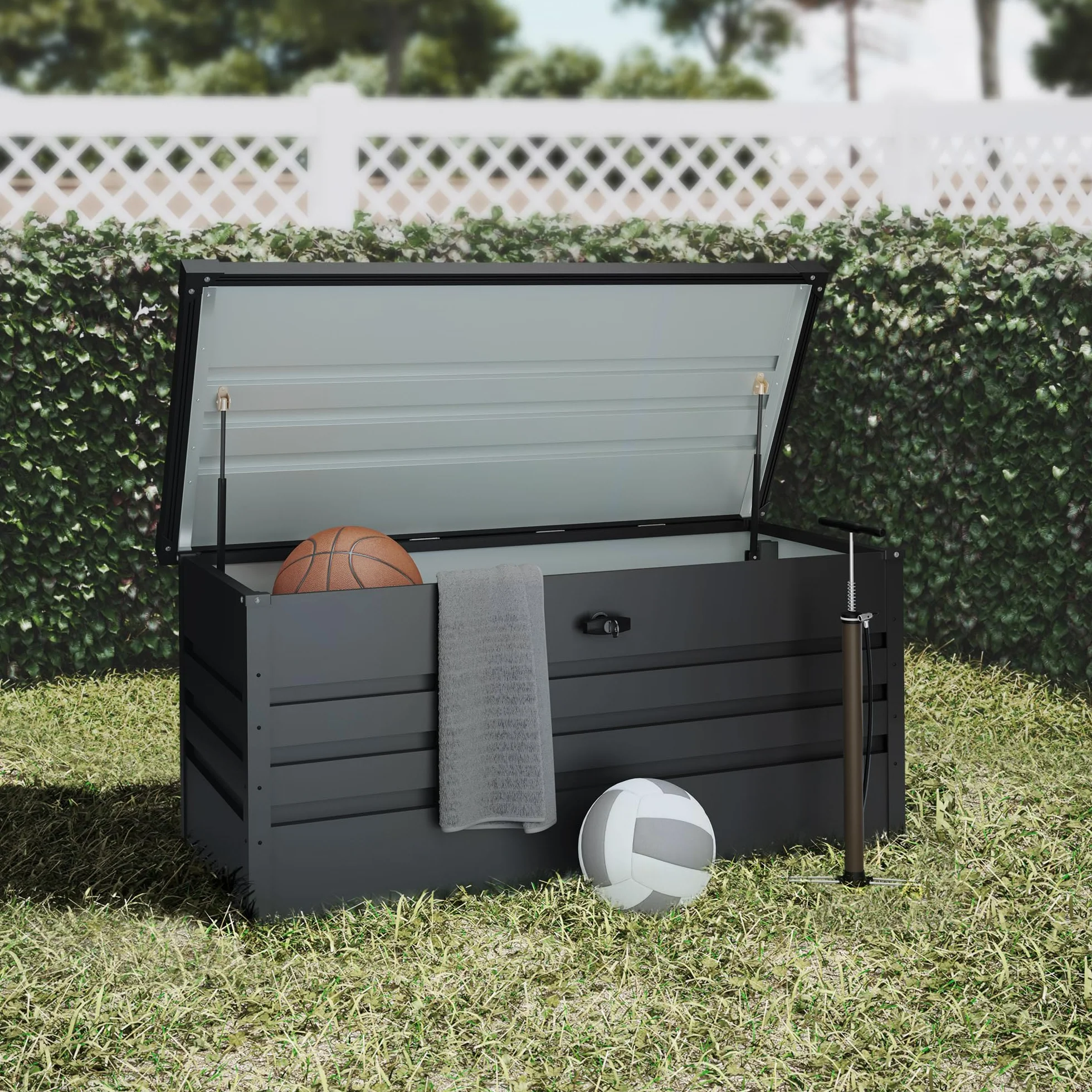 Baúl Almacenaje Exterior 450 L 120x61x62cm Gris Antracita Metálico