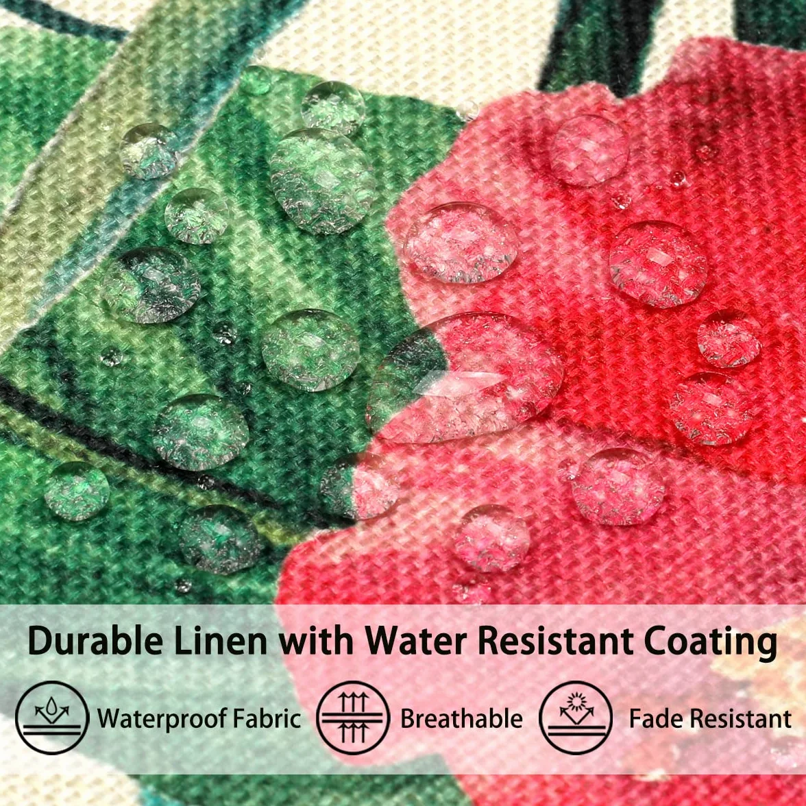 Funda Cojin Exterior Impermeable 45x45 CM Flor Colorida Hojas Monstera Lino Sofa Jardin 2 Piezas