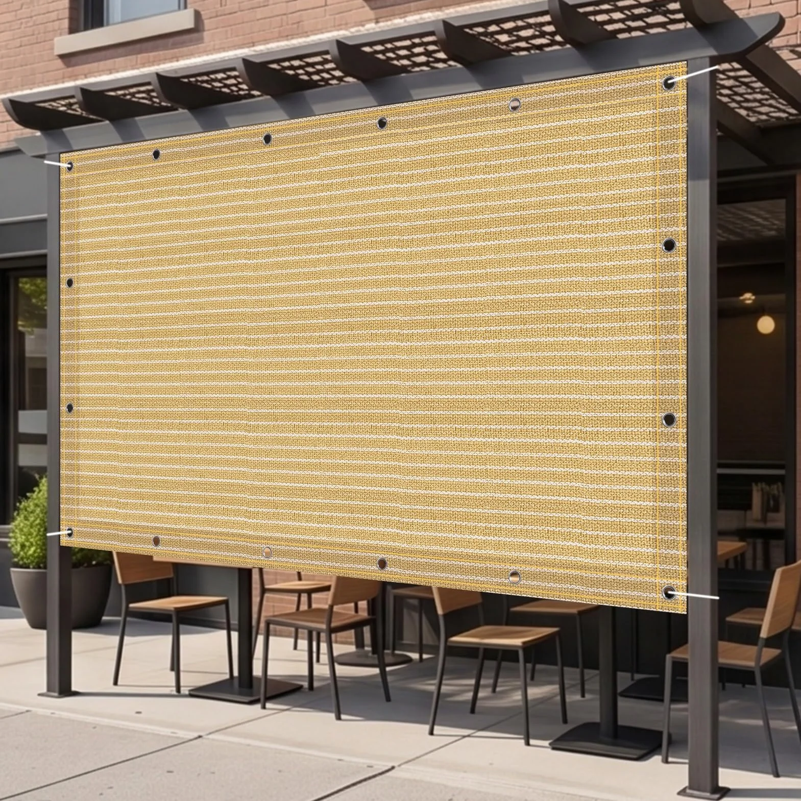 Toldo para Sombra 100 x 435 cm Protección UV Malla Sombreo Toldo Varios Tamaños para Invernadero Plantas Terraza, Amarillo Arena