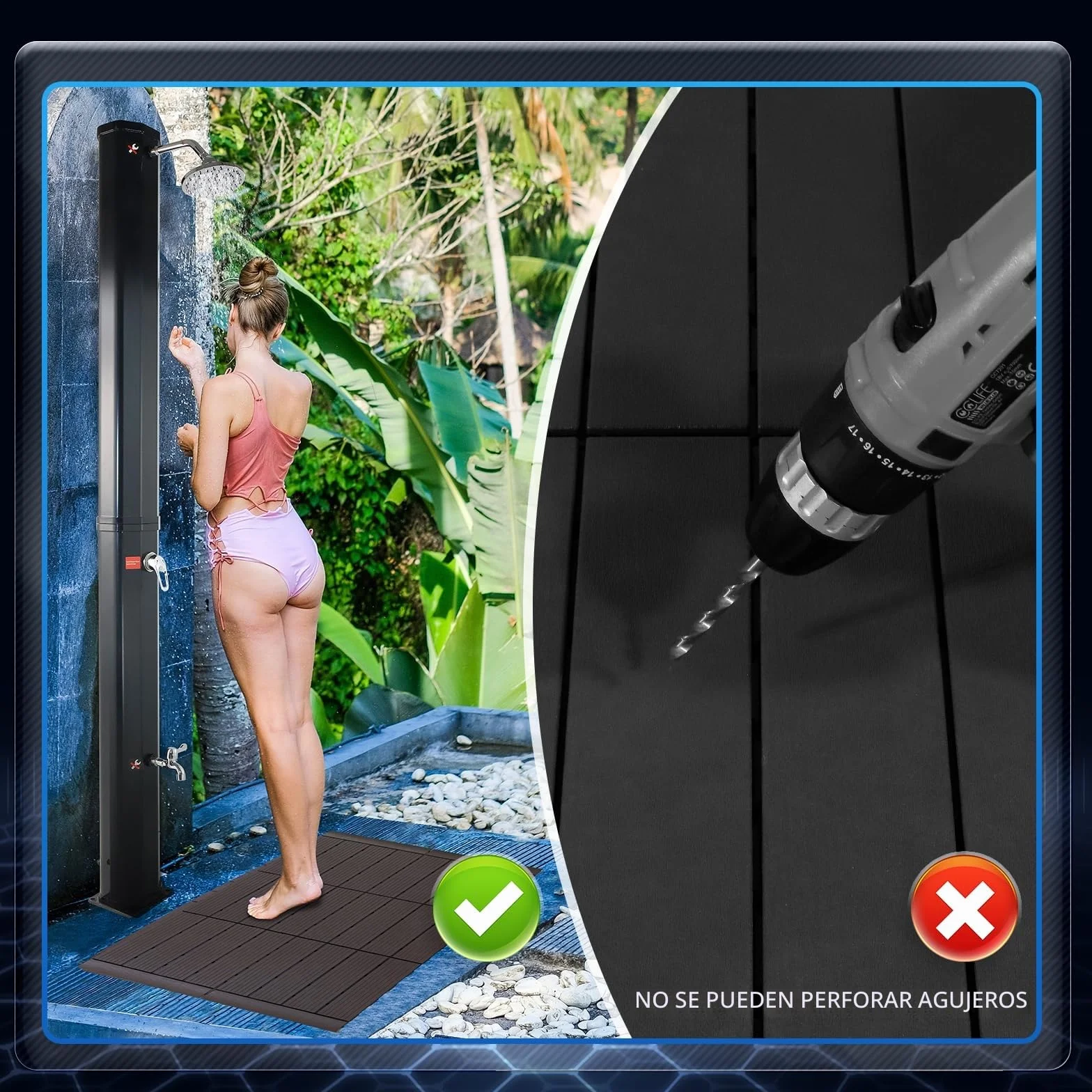 CCLIFE Ducha Solar Jardín 40 litros Agua Caliente Exterior Temperatura 60°C
