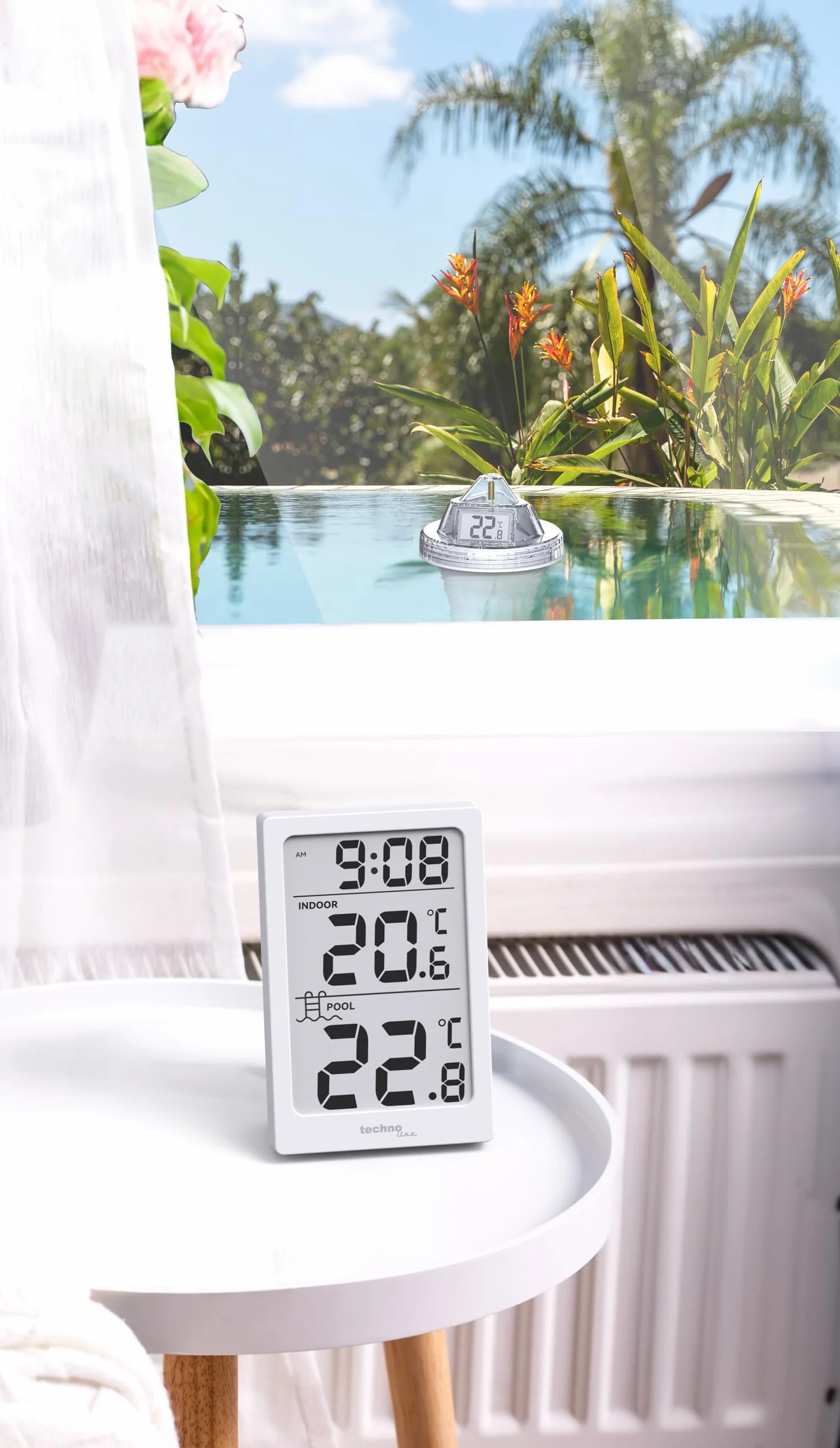 Technoline WS9079 Termómetro digital inalámbrico para piscina con estación