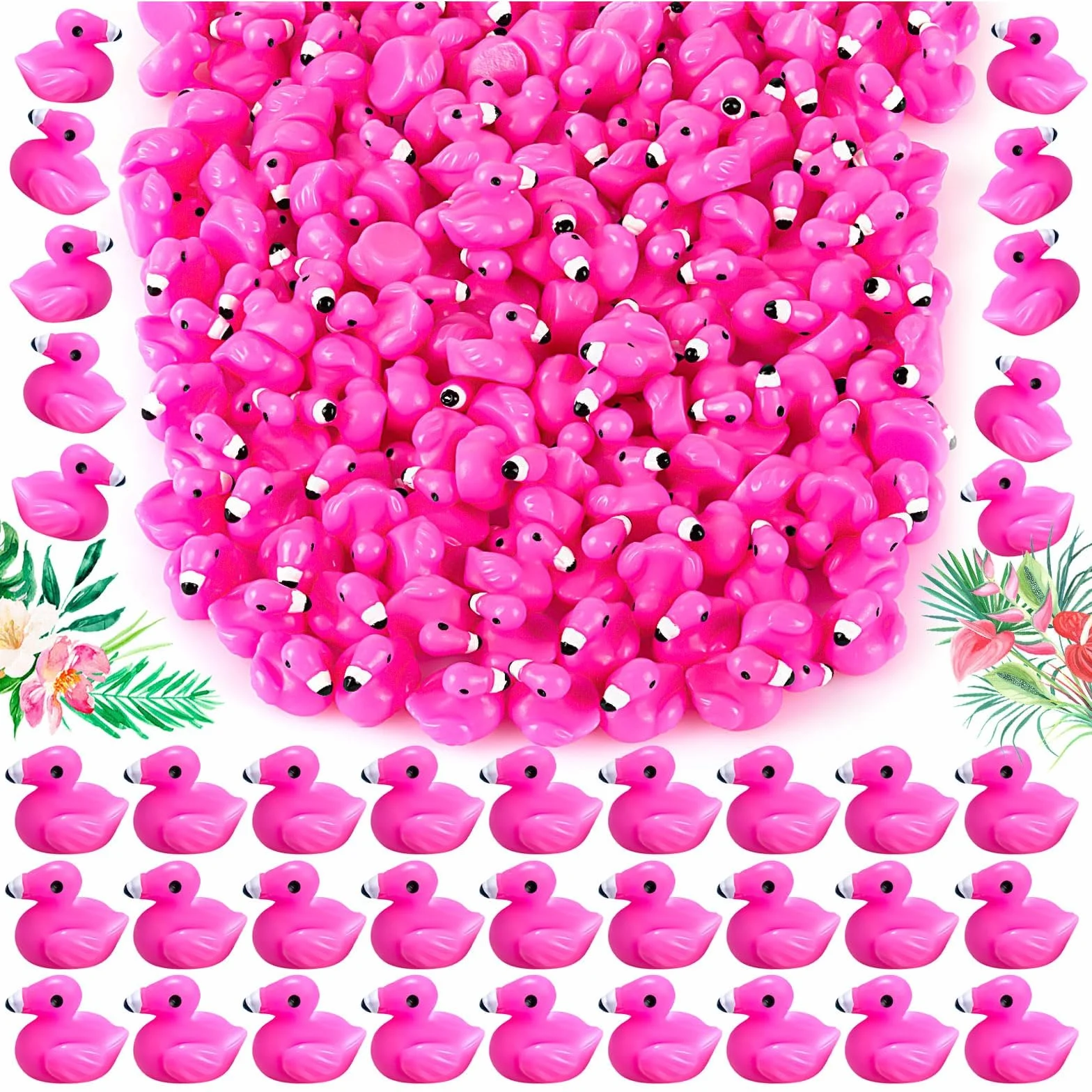 Mini Patos Flamencos 50 PCS Figuras de Resina para Decoración Verano Fiesta