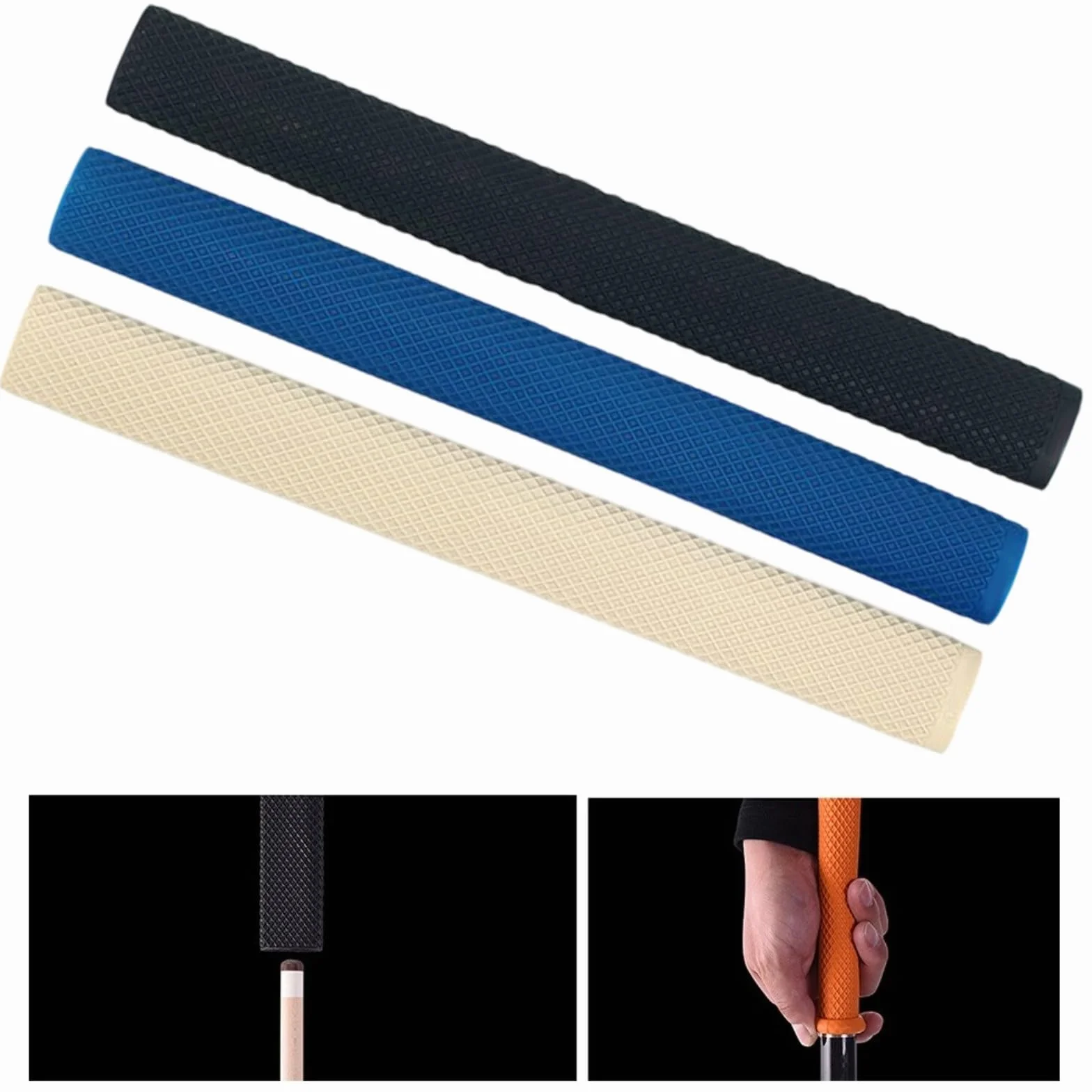 Grip Funda de agarre de silicona para billar, protector de mango antideslizante (azul)