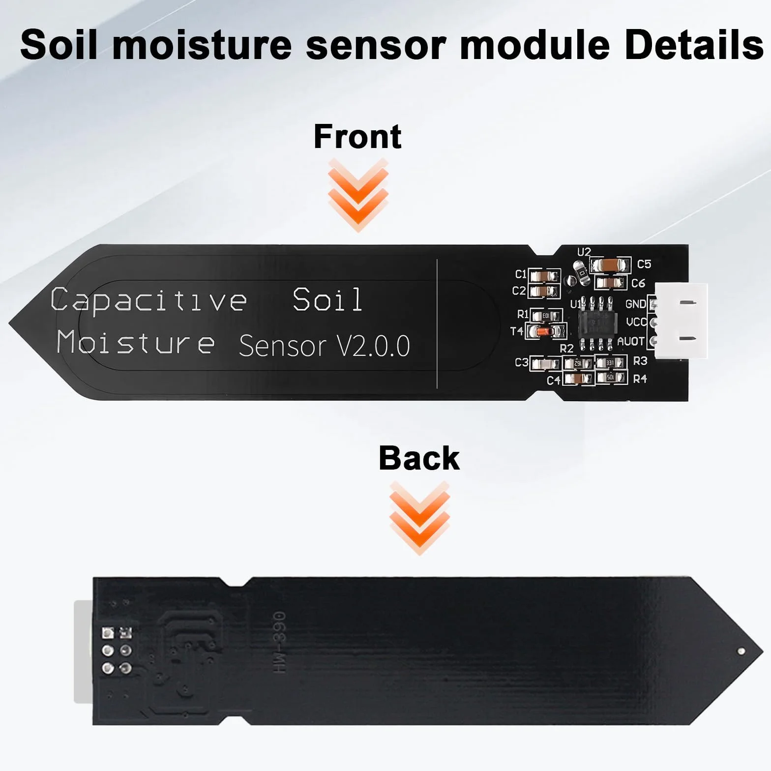 Sensor de humedad del suelo, higrómetro capacitivo sin corrosión para Arduino