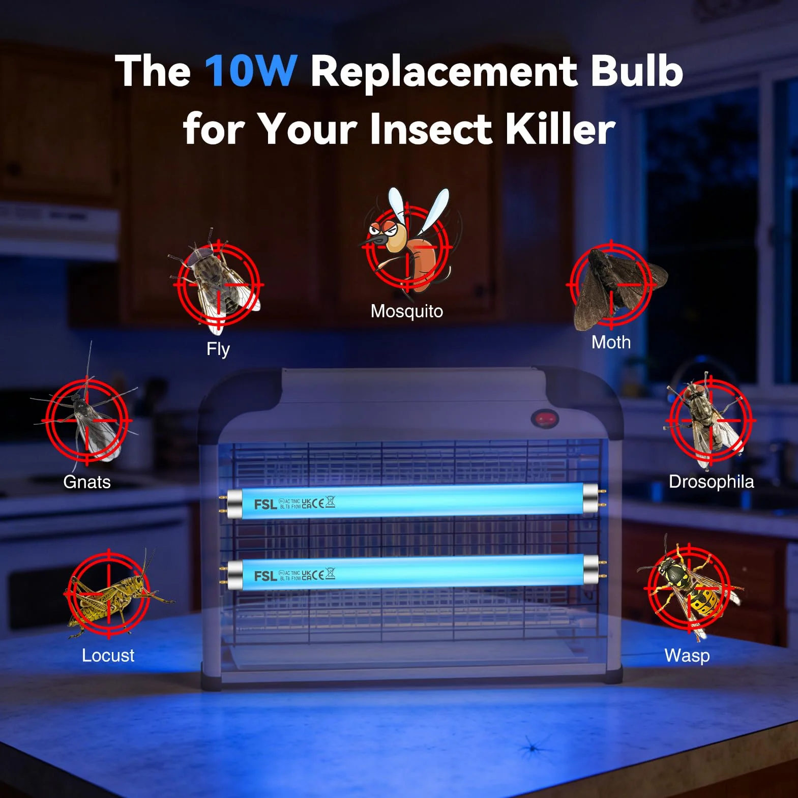 Tubo de recambio BL T8 F10W 13 pulgadas Bombilla UV 365 nm para matamoscas eléctrico