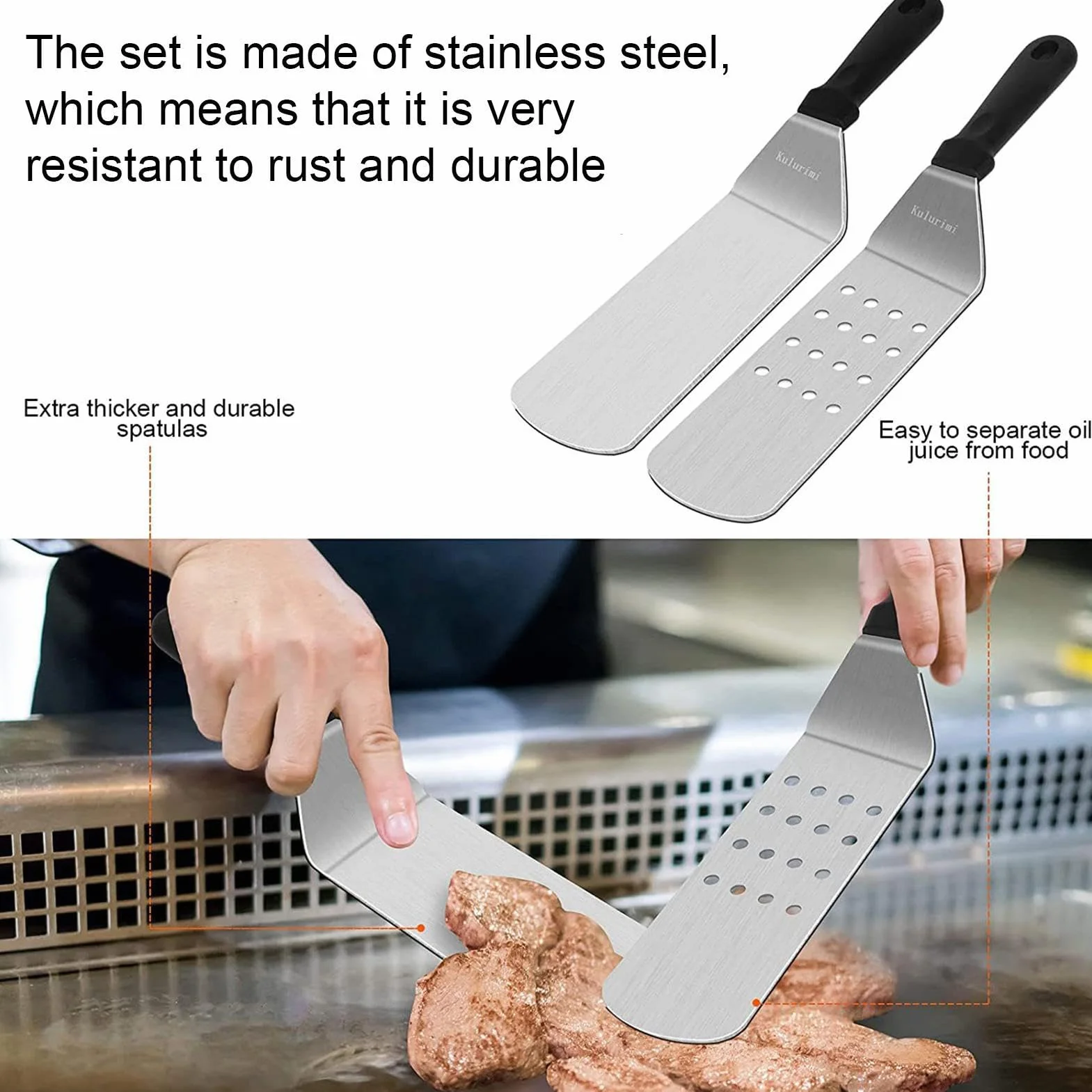 Utensilios BBQ,Juego Compacto De Utensilios para Parrilla - Set Portátil | Resistentes De Acero Inoxidable para Cocinar Carne Camarones Verduras En Jardín Patio Camping Y Brochetas