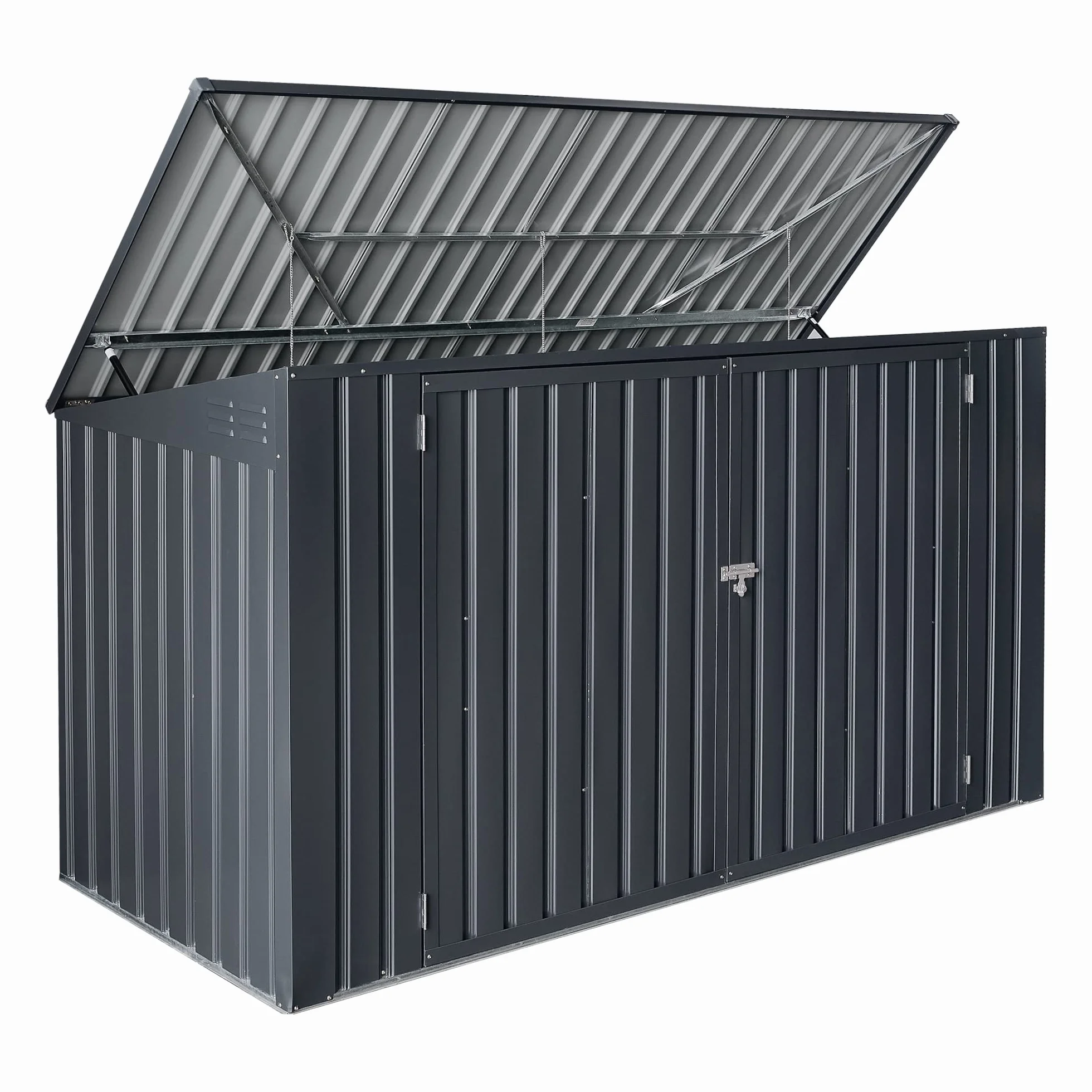 Cobertizo para Cubo de Basura Triple 240 L Acero Galvanizado 237x101x131 cm Gris Oscuro