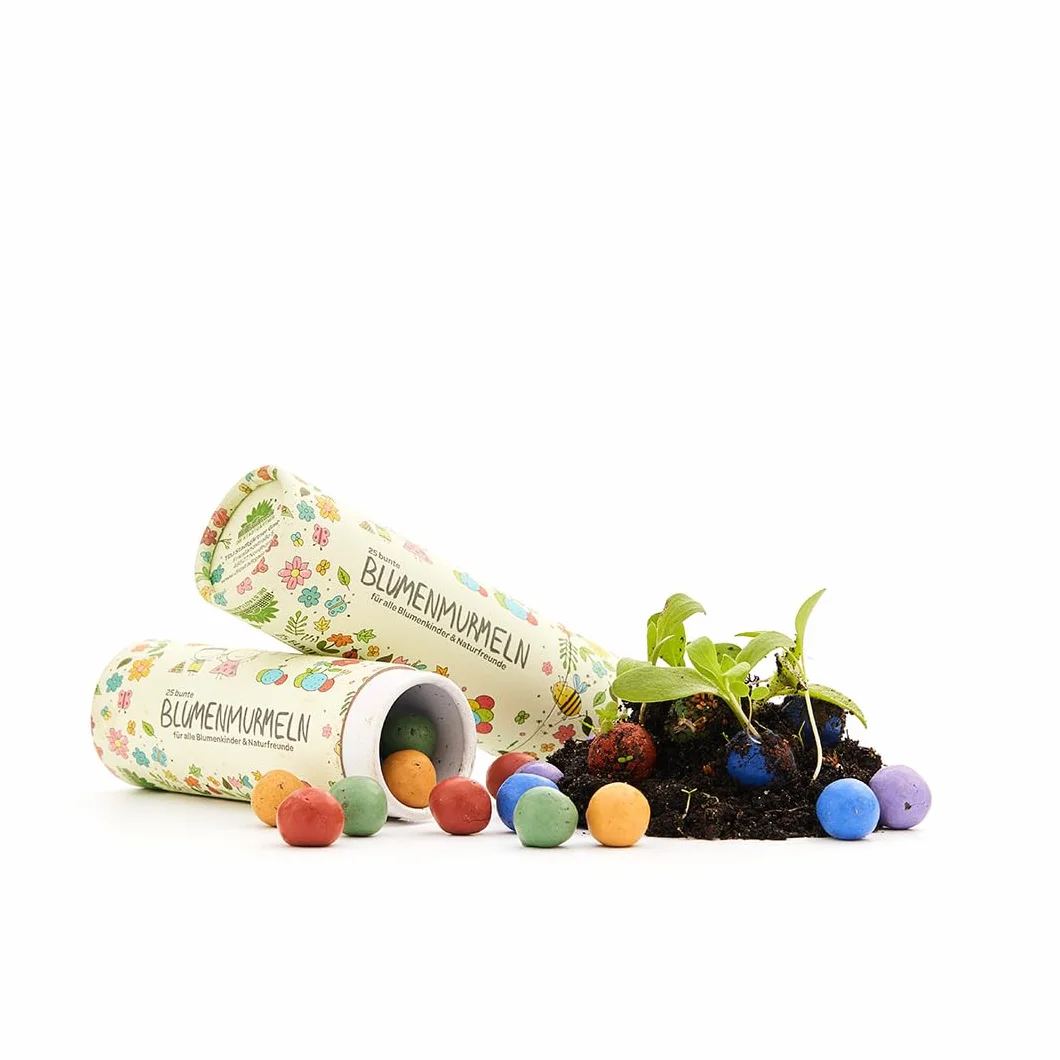 Die Stadtgärtner Blumenmurmeln Original 25 semillas artesanales coloridas 20 tipos semillas flores recuerdo fiestas infantiles 100% ecológico