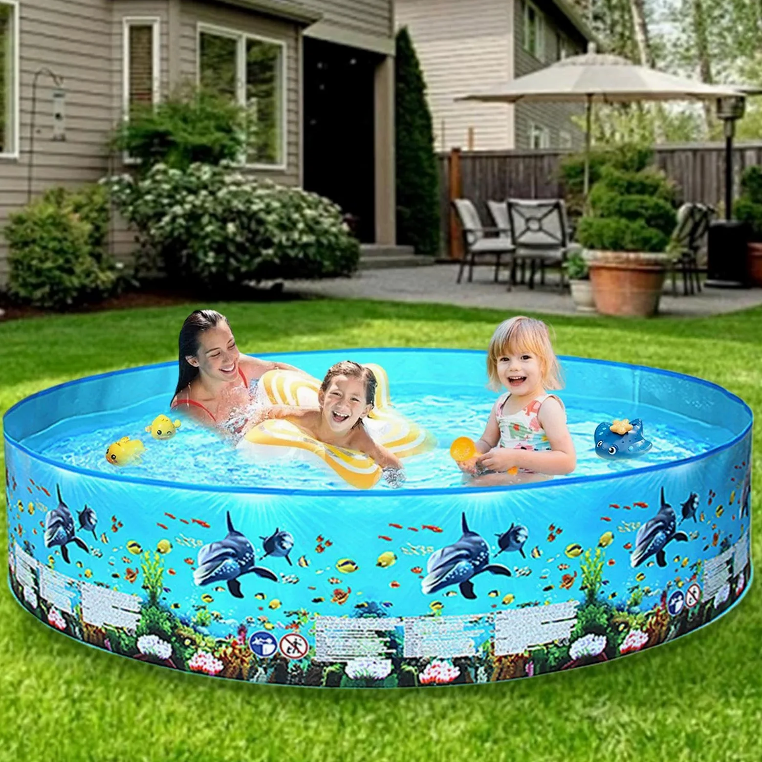 Piscina Plegable Portátil Infantil Bañera Natatoria No Inflable para | Piscina Plegable con Agua Para Jardín, Patio, Patio Trasero, , Césped, Terraza, Verano, Adultos y Niños