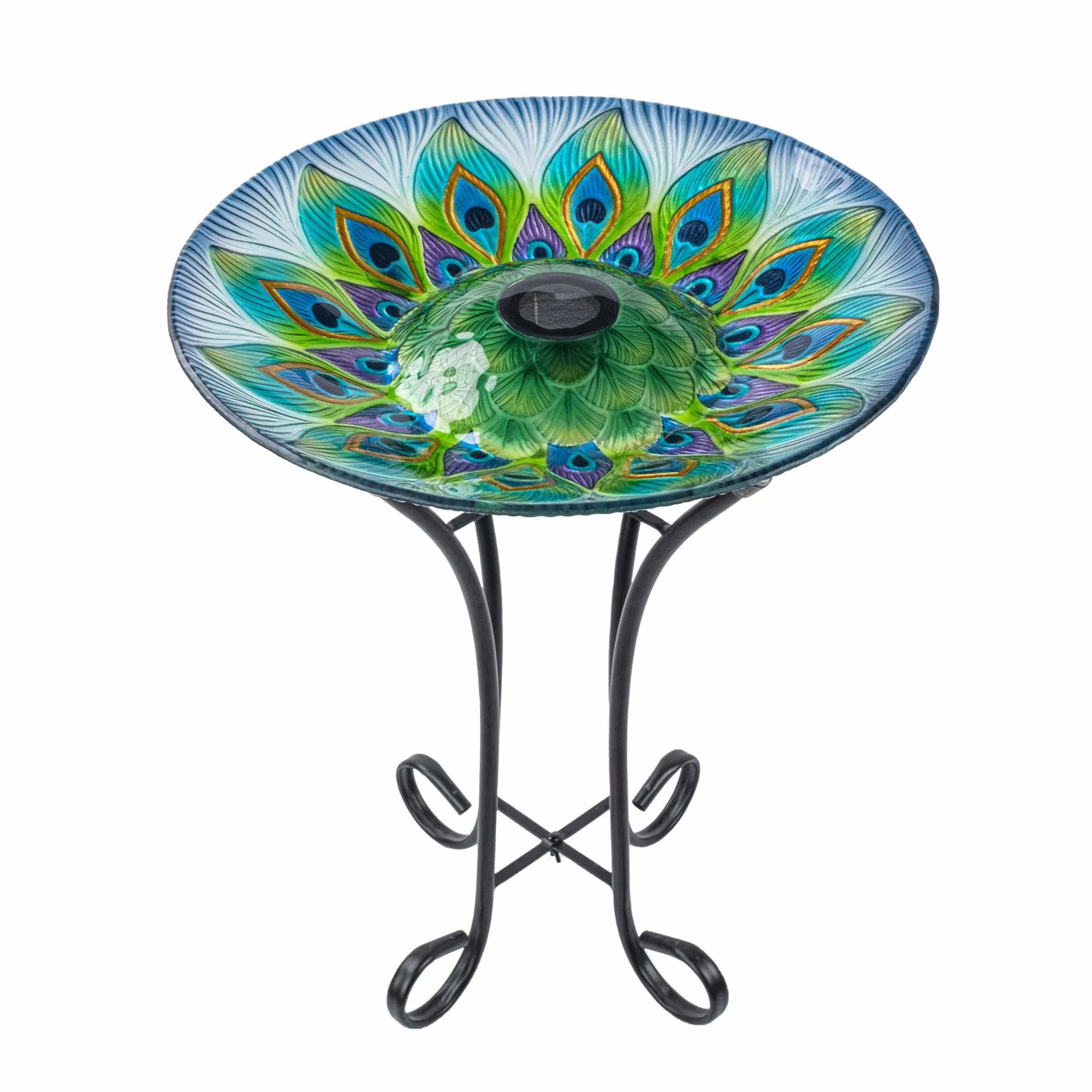 Teamson Home Baño para pájaros de Cristal diseño Pavo Real Multicolor