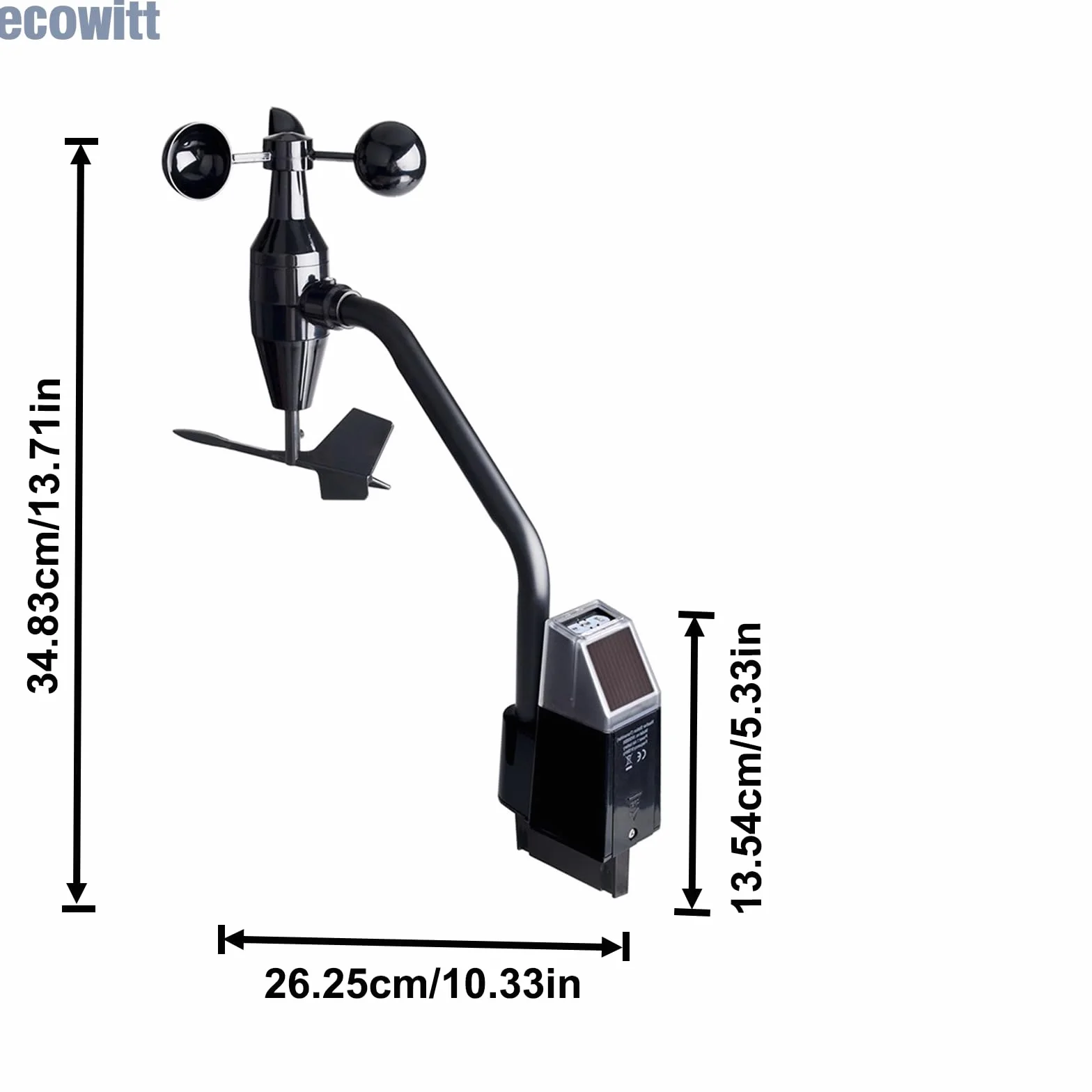 Ecowitt WS68 Anemómetro Inalámbrico Sensor de Velocidad y Dirección del Viento Solar