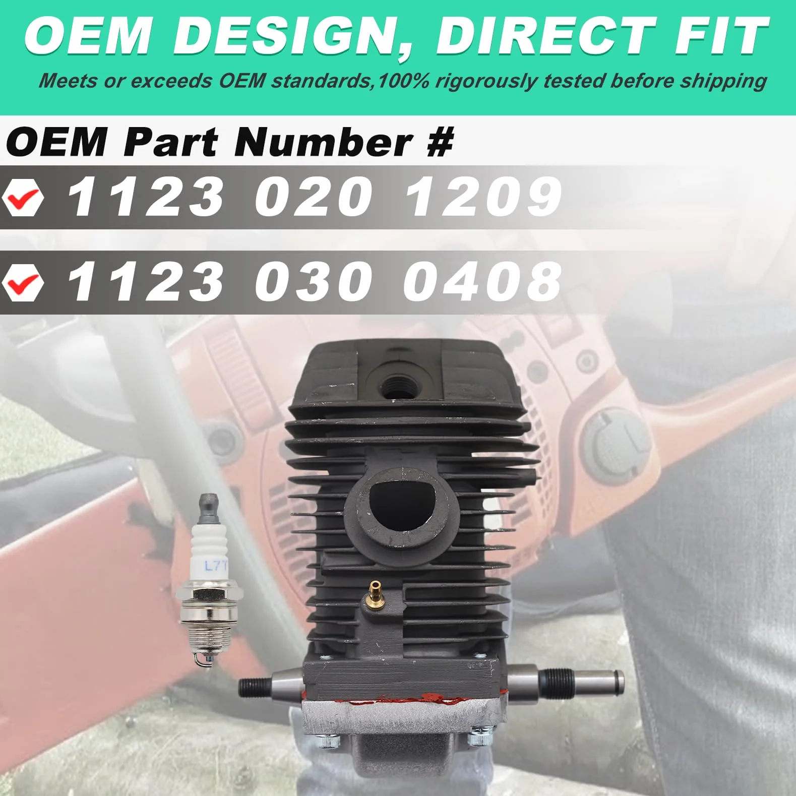 Adefol Kit de cilindro de 42,5 mm para motosierras Stihl MS250 MS230 023 025, cilindro con línea de combustible, filtro de combustible, sello de aceite, filtro de aire, repuesto OEM 1123 020 1209